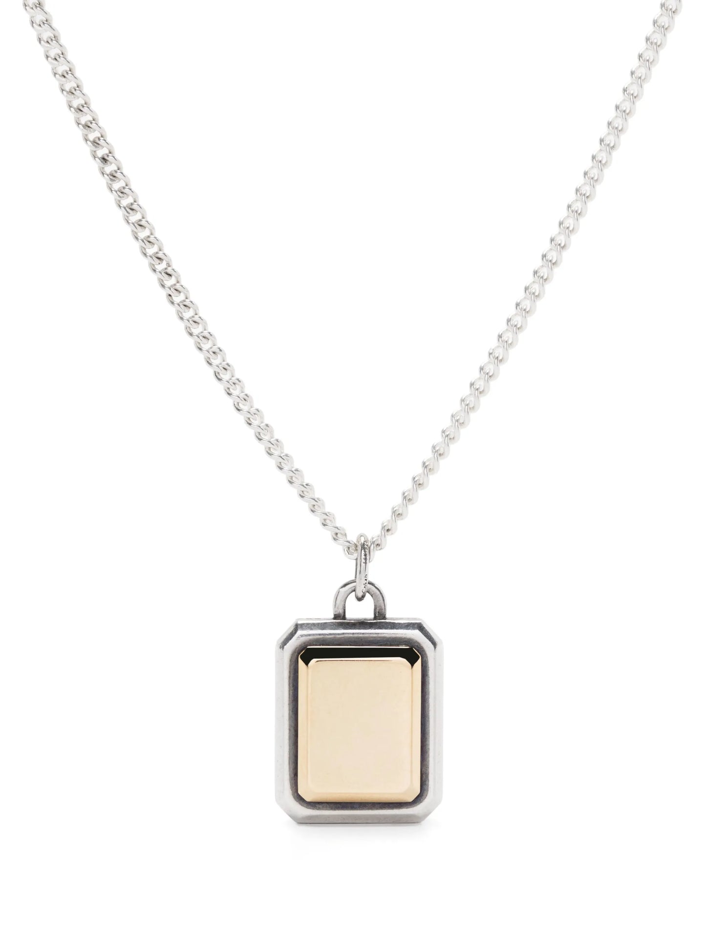 18kt yellow gold and sterling silver dog-tag necklace