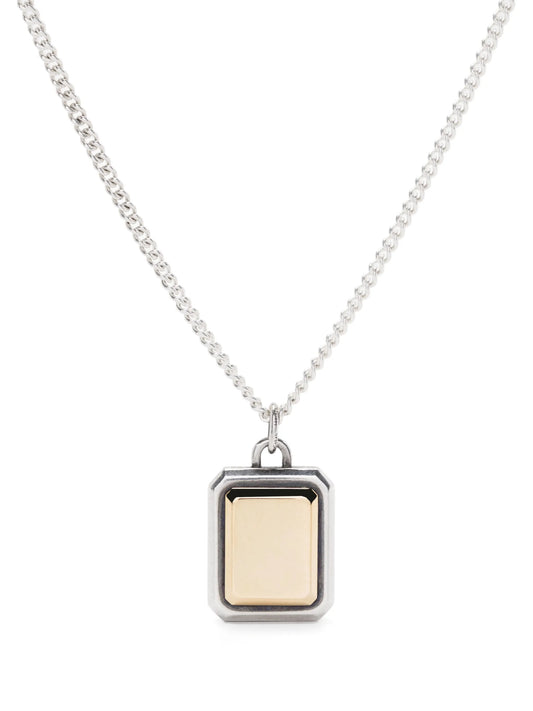 18kt yellow gold and sterling silver dog-tag necklace