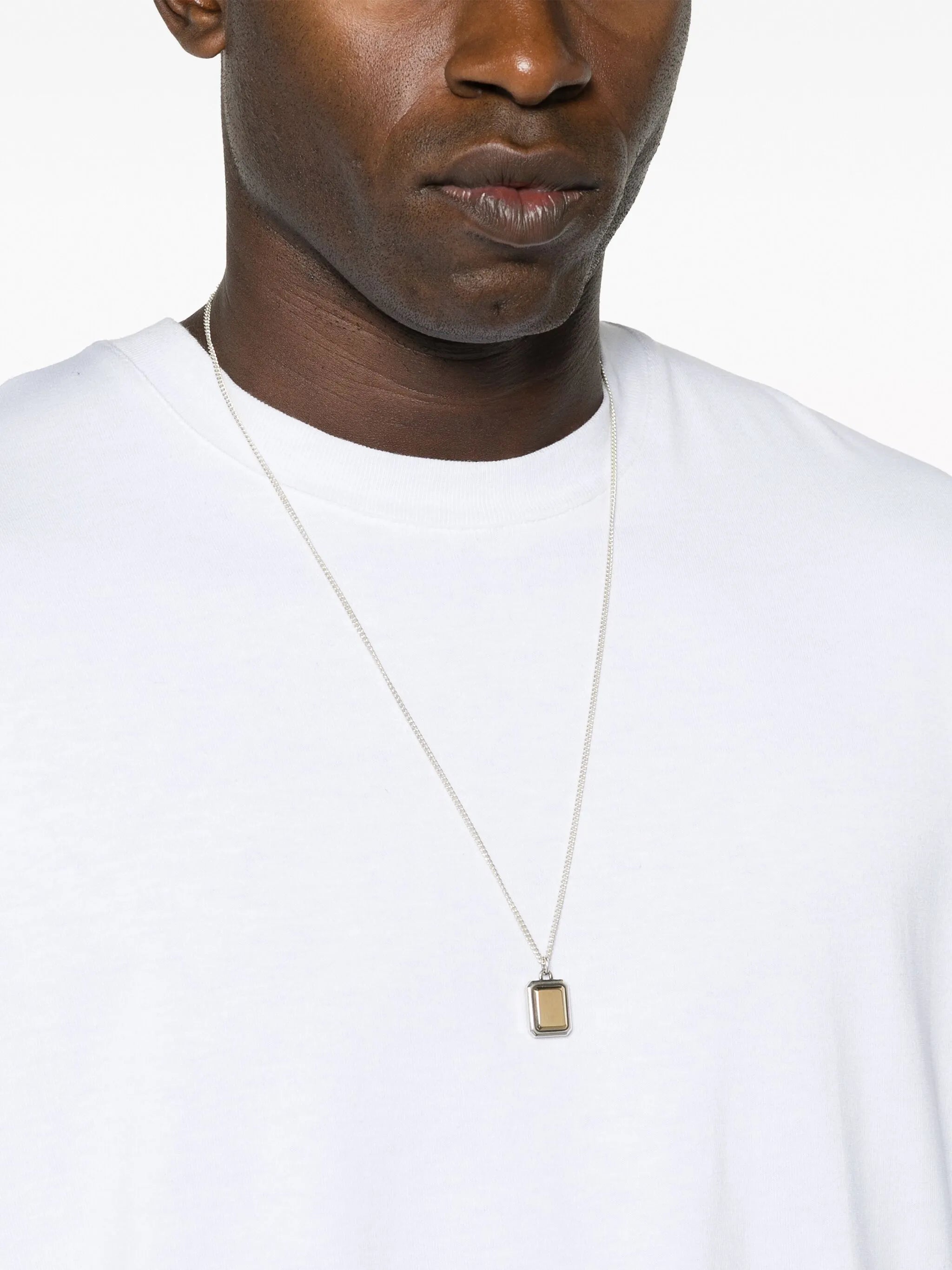 18kt yellow gold and sterling silver dog-tag necklace