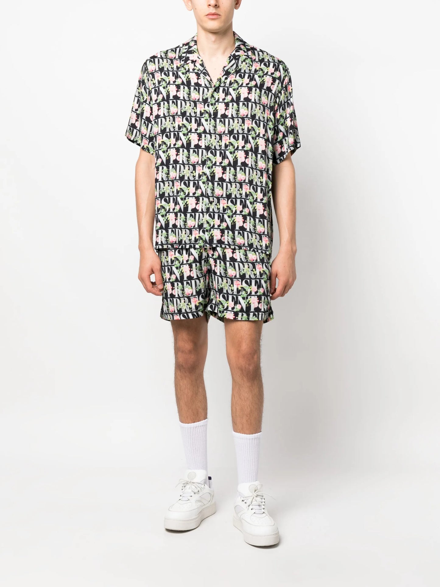 logo-print camp-collar shirt