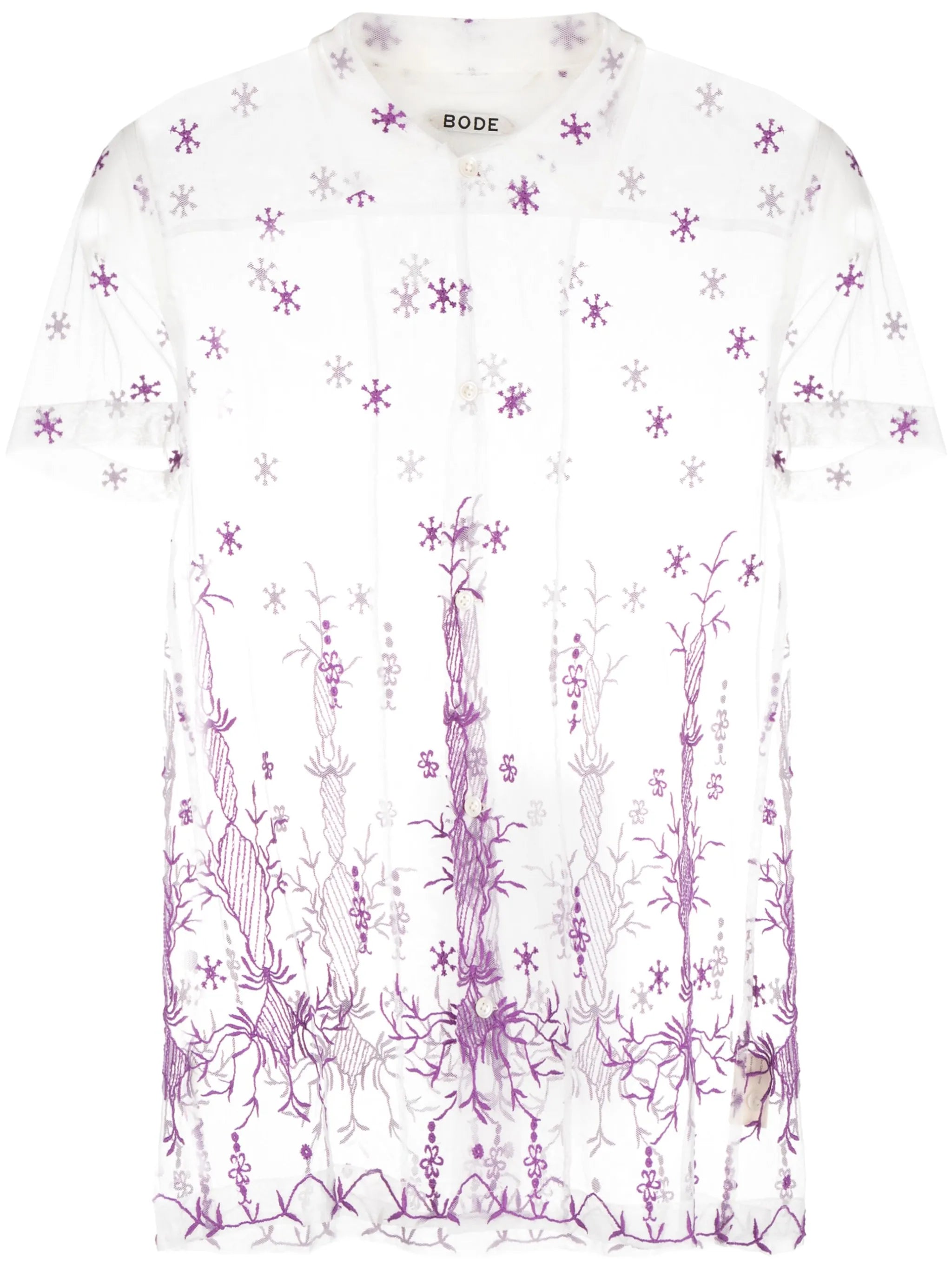 embroidered short-sleeve mesh shirt