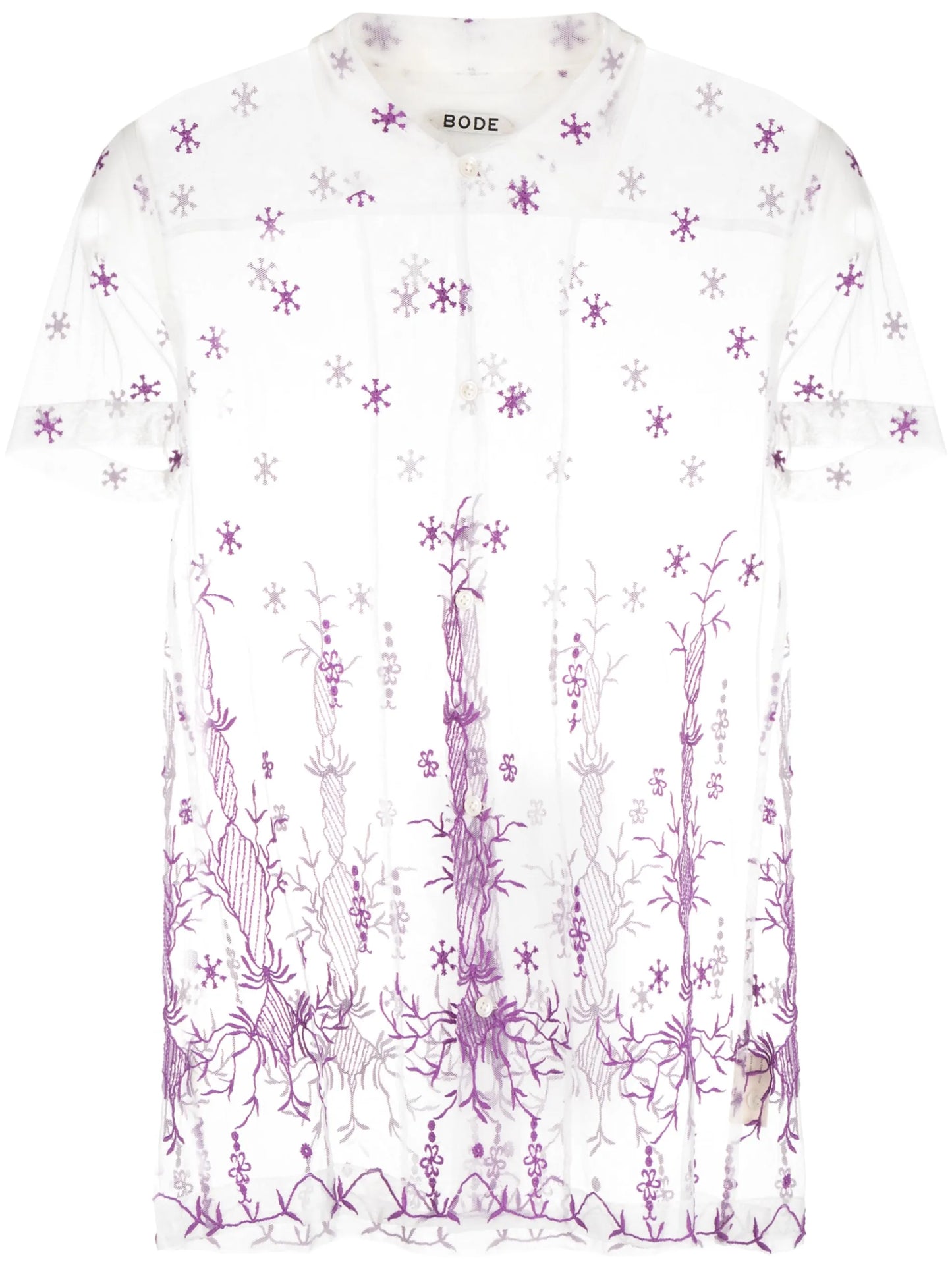 embroidered short-sleeve mesh shirt