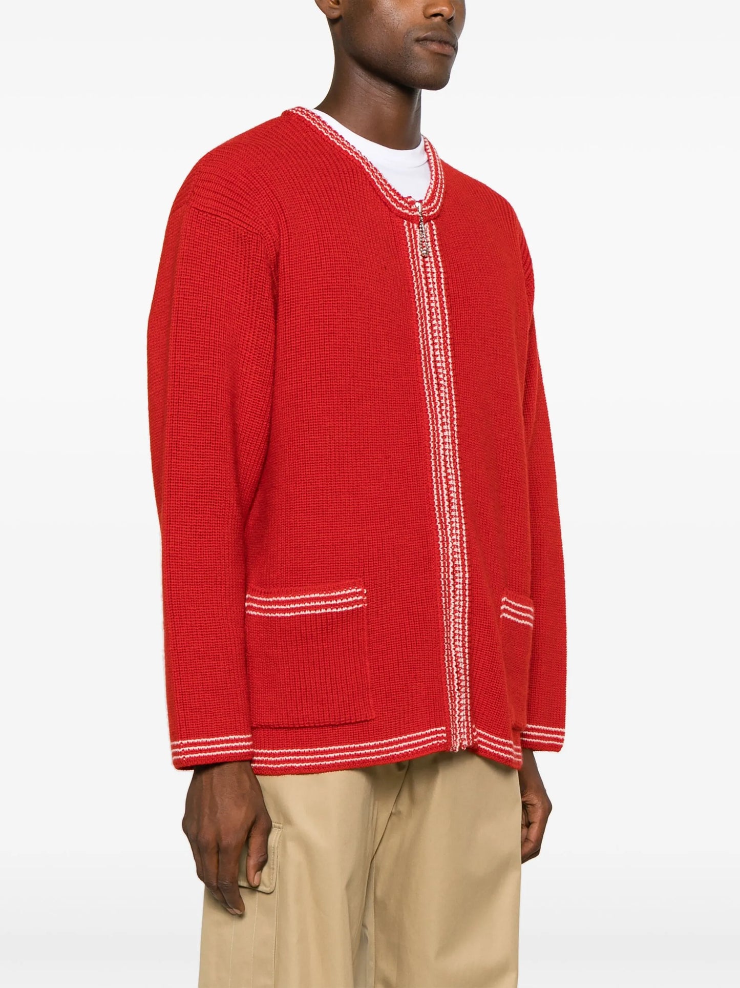 Shaker Stitch wool cardigan