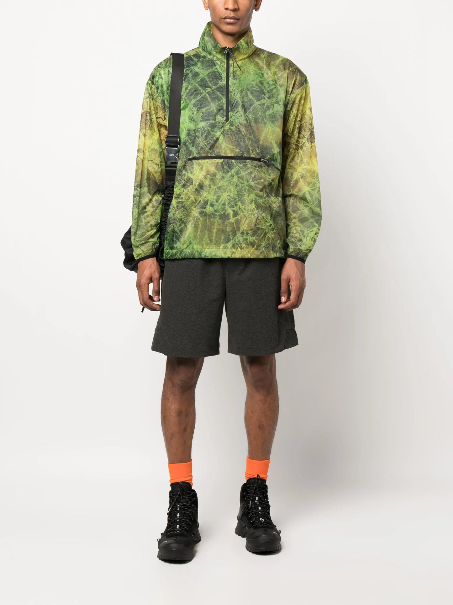 high-neck abstract-print jacket