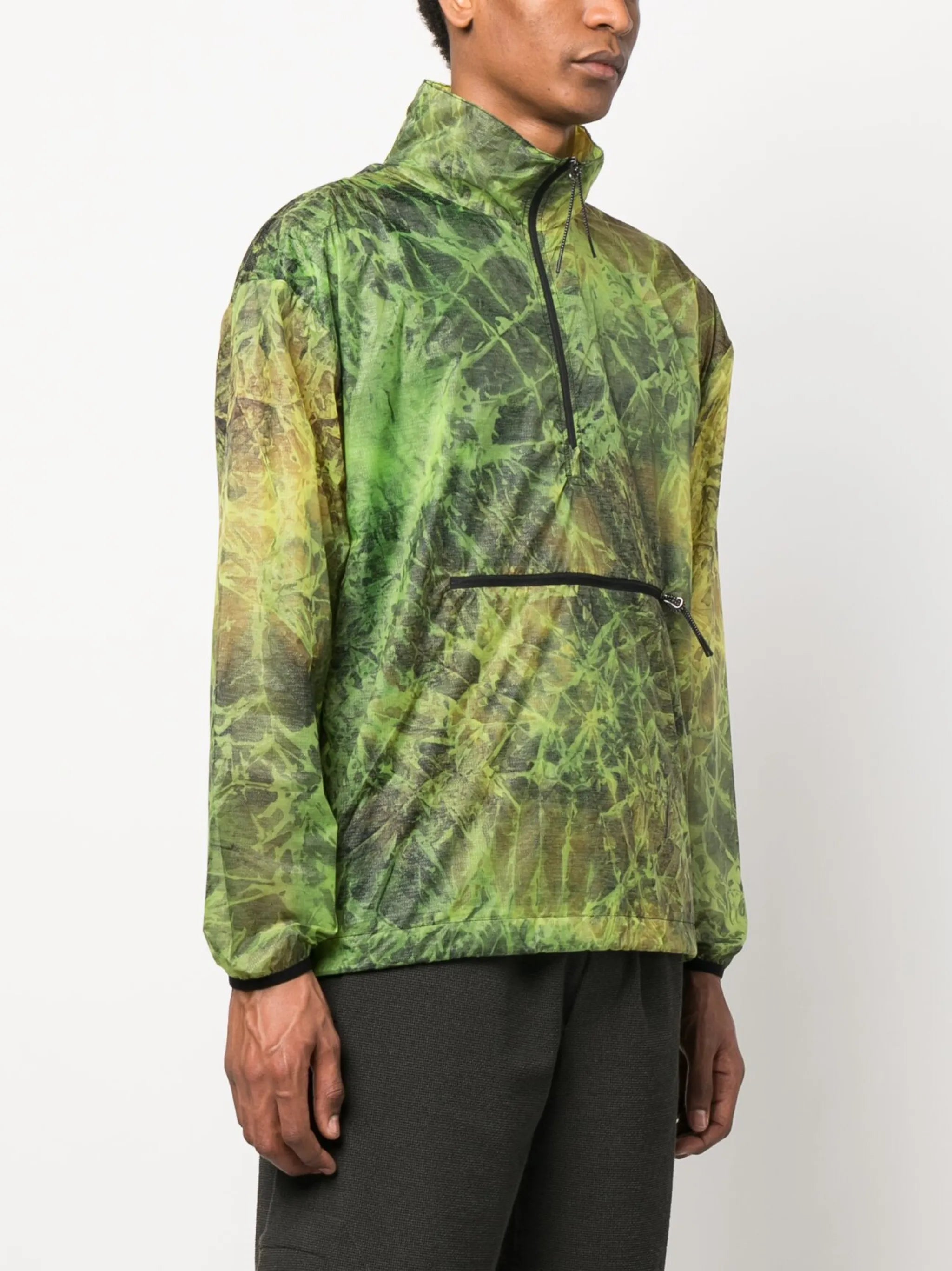 high-neck abstract-print jacket