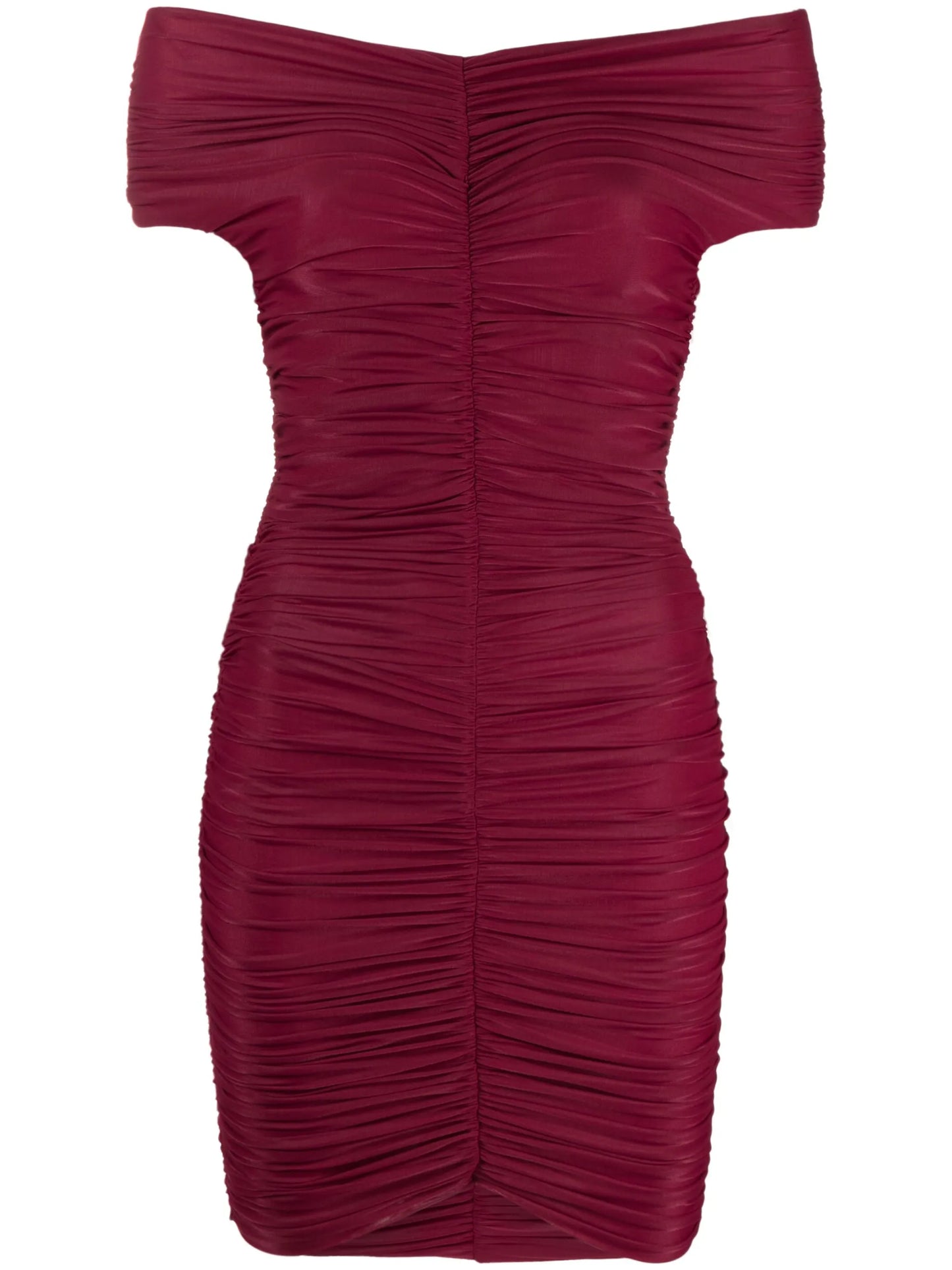 Nicola off-shoulder draped minidress