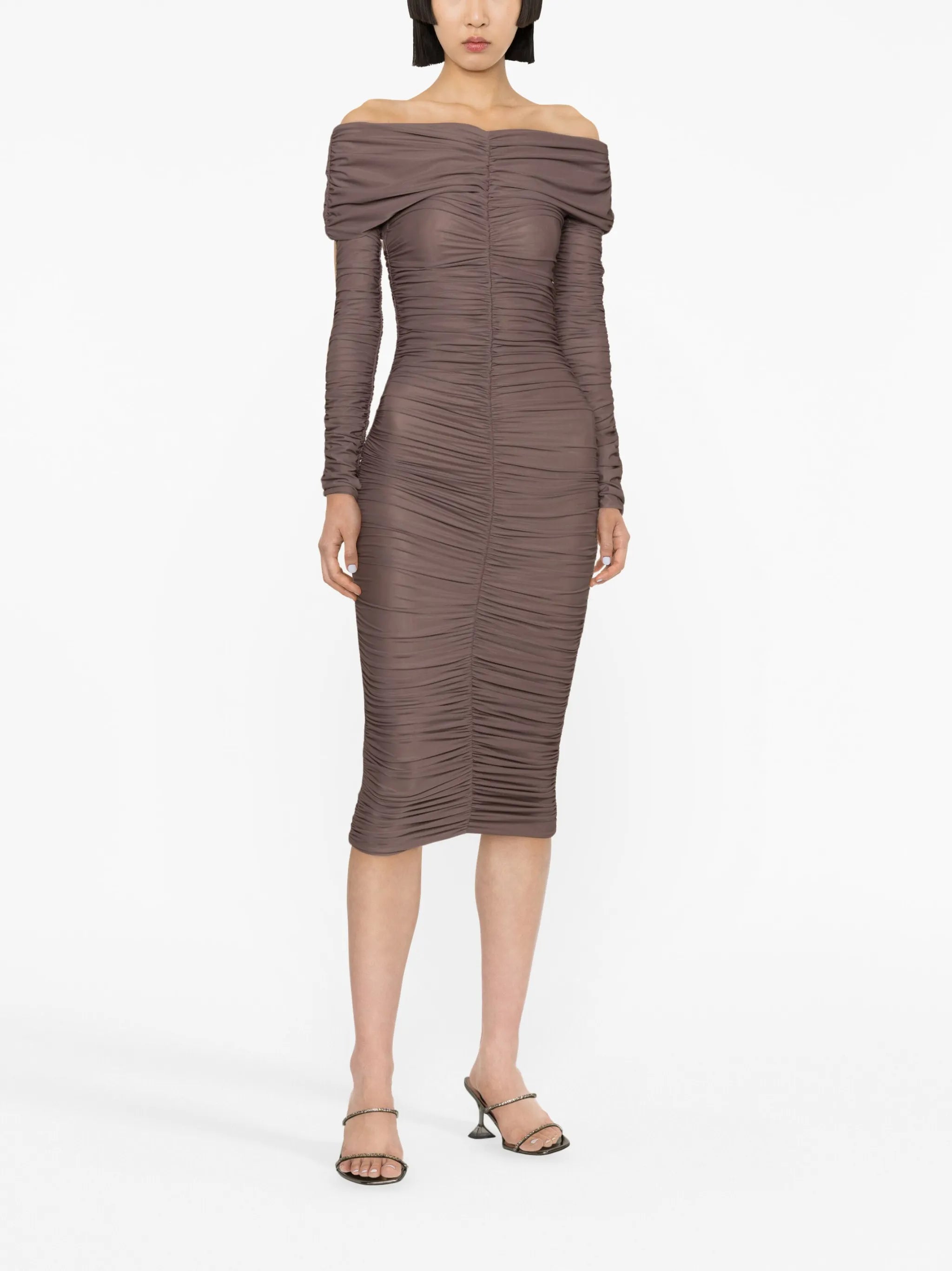 Nicole ruched off-shoulder dress