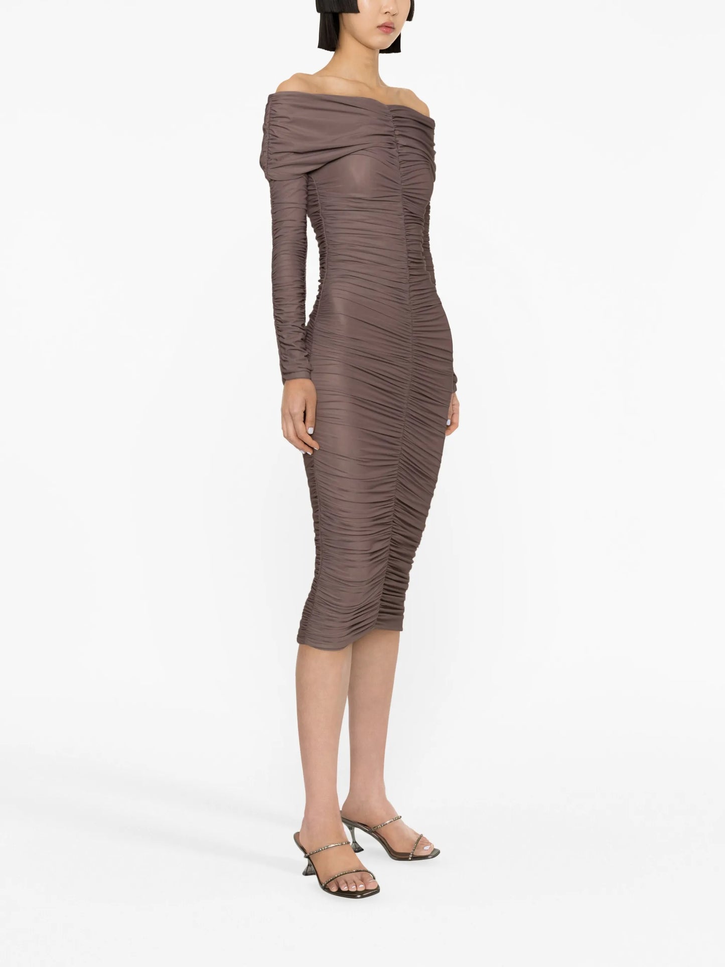 Nicole ruched off-shoulder dress