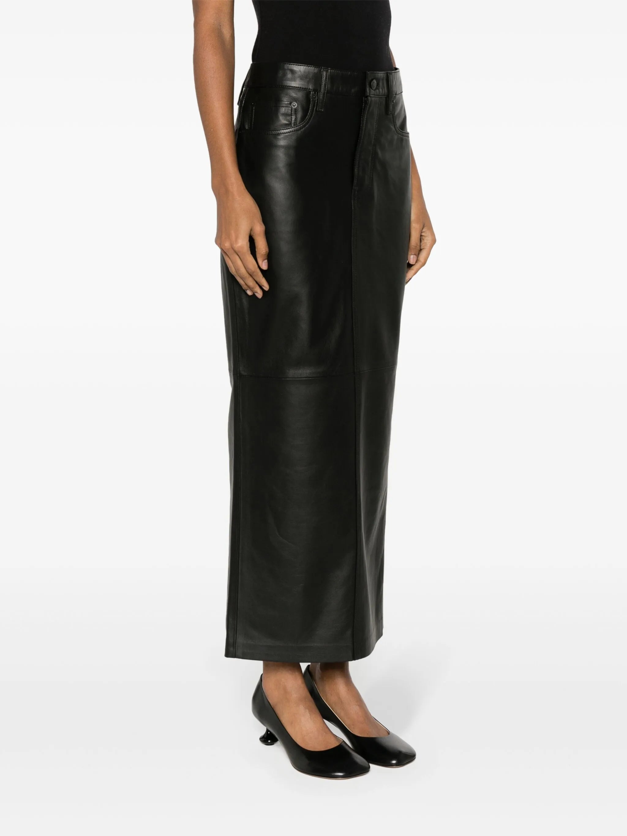 leather maxi column skirt