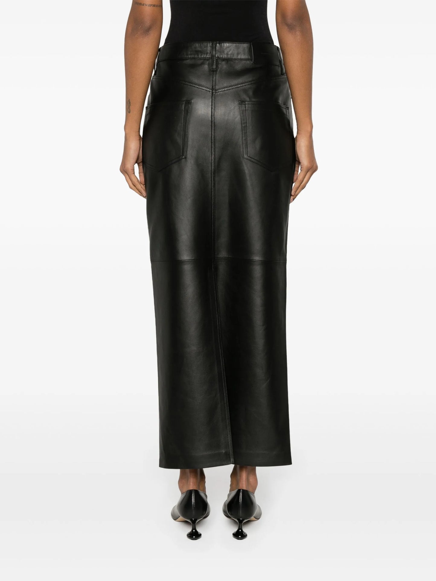 leather maxi column skirt
