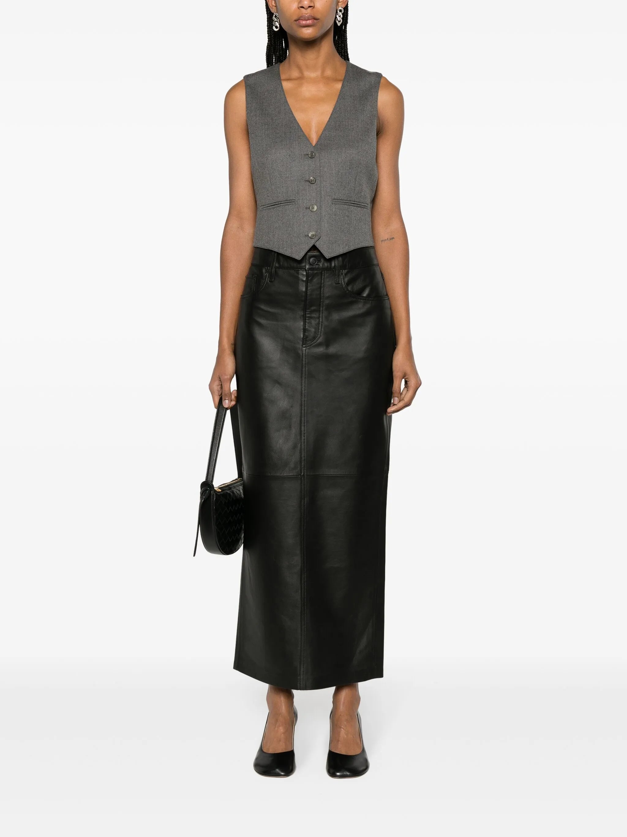 leather maxi column skirt