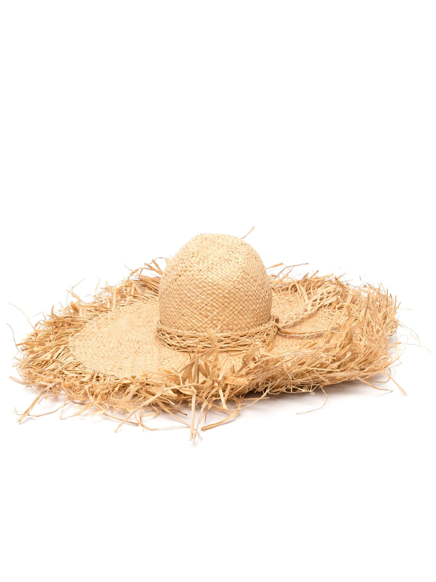 oversized-brim frayed hat