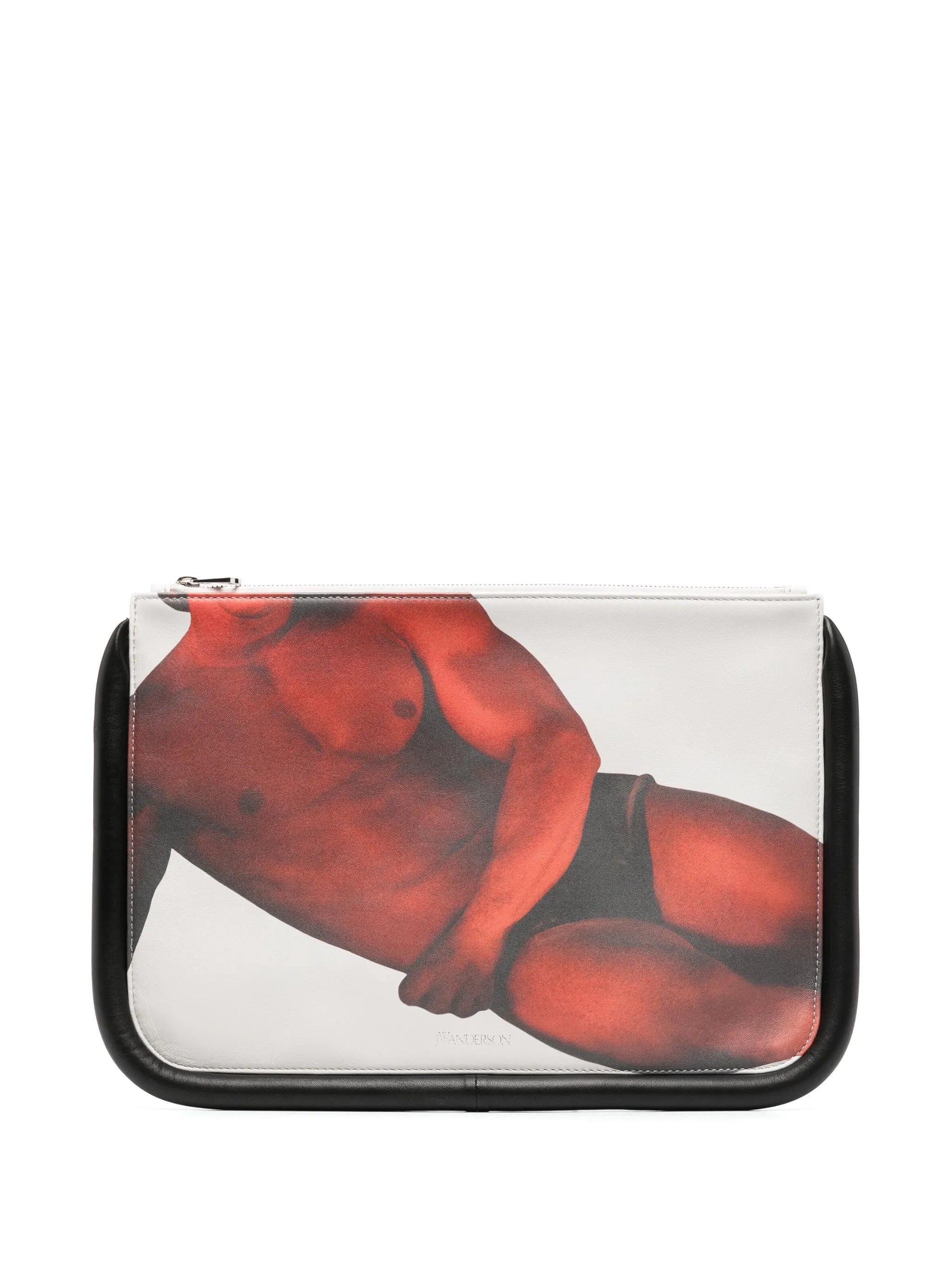 Bumper graphic-print leather pouch
