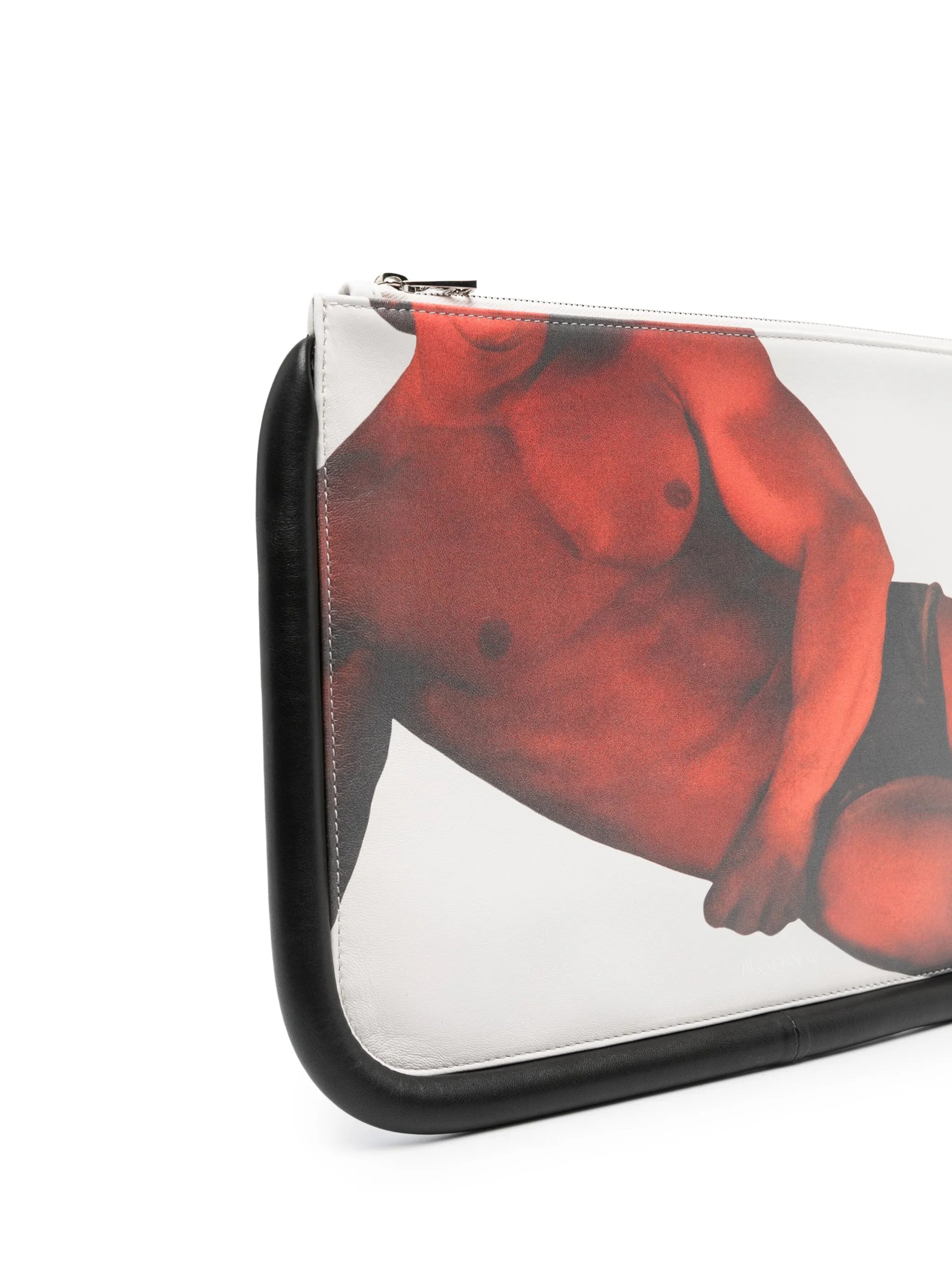 Bumper graphic-print leather pouch