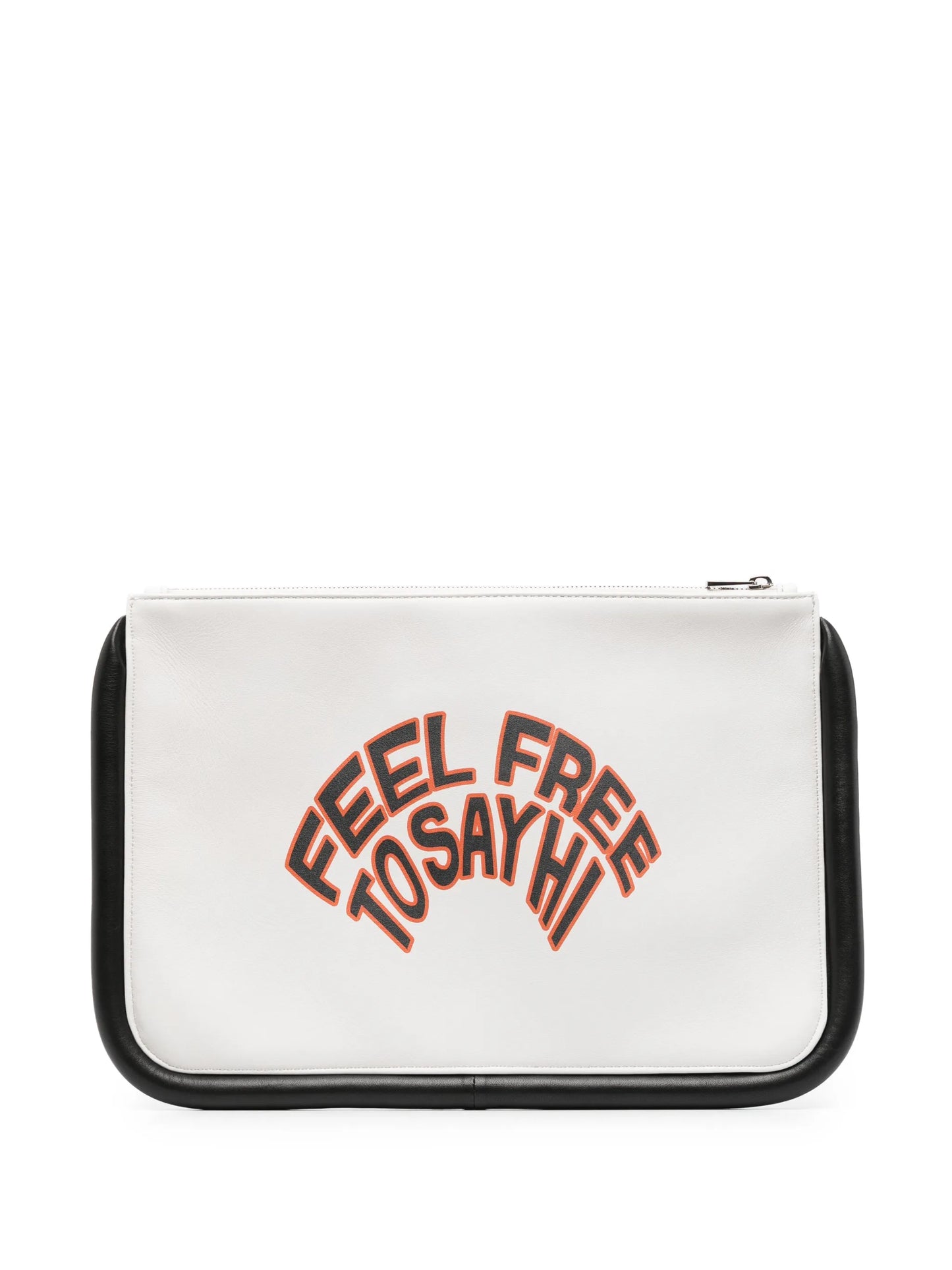 Bumper graphic-print leather pouch