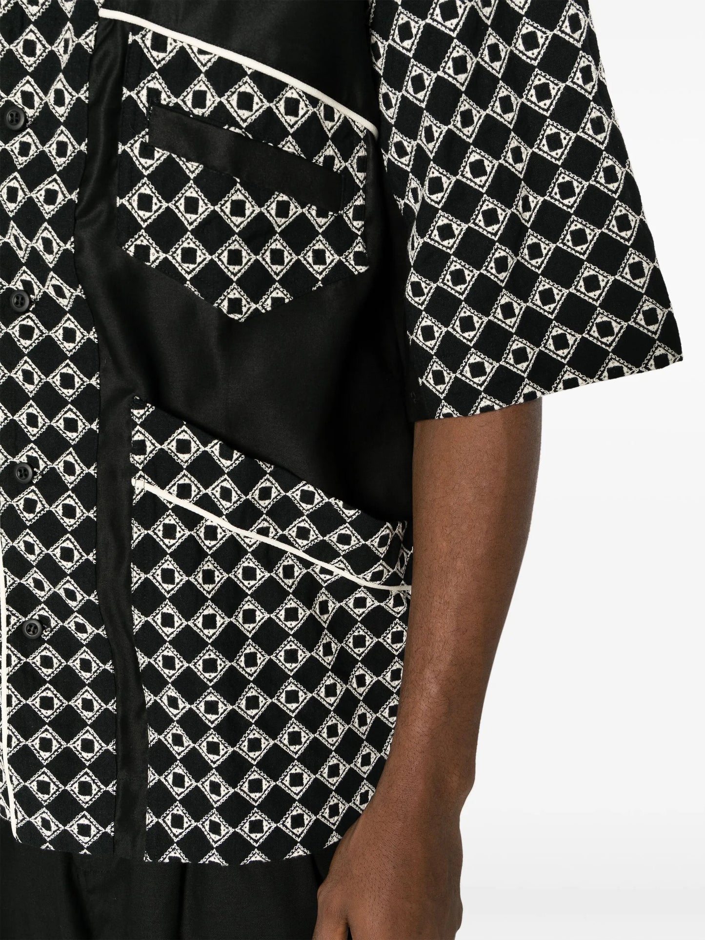 geometric-pattern print cotton-blend shirt