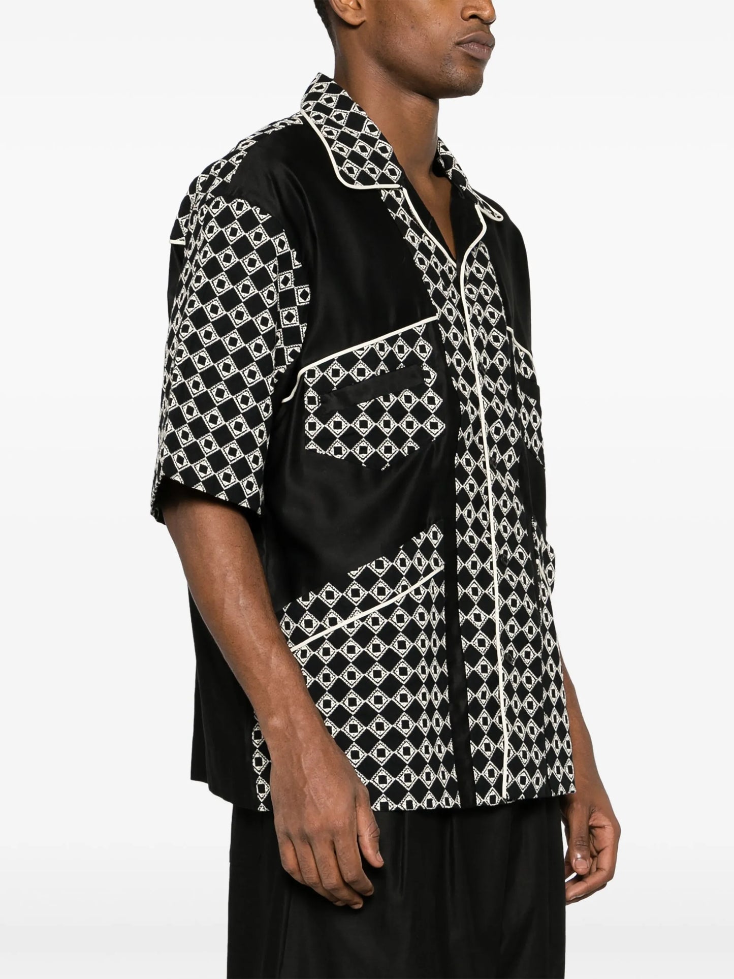 geometric-pattern print cotton-blend shirt