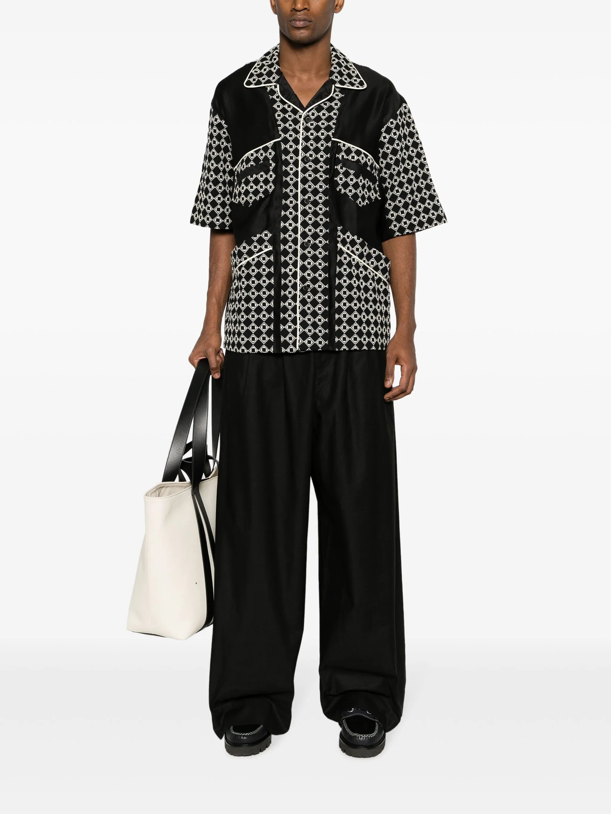 geometric-pattern print cotton-blend shirt