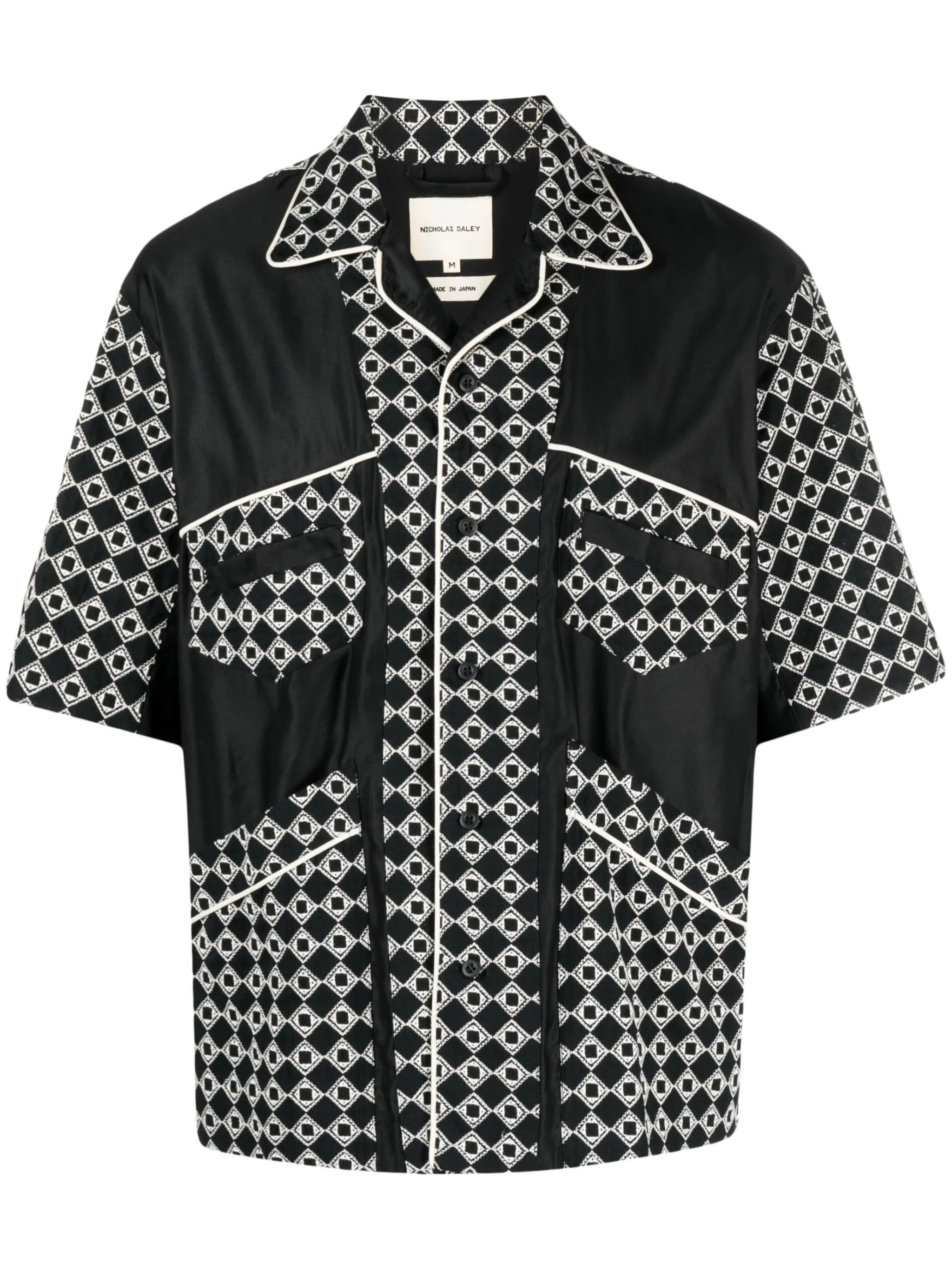 geometric-pattern print cotton-blend shirt