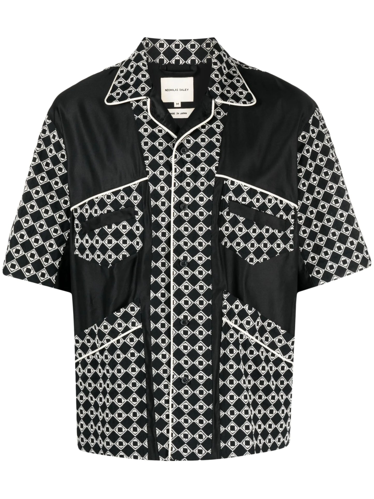 geometric-pattern print cotton-blend shirt