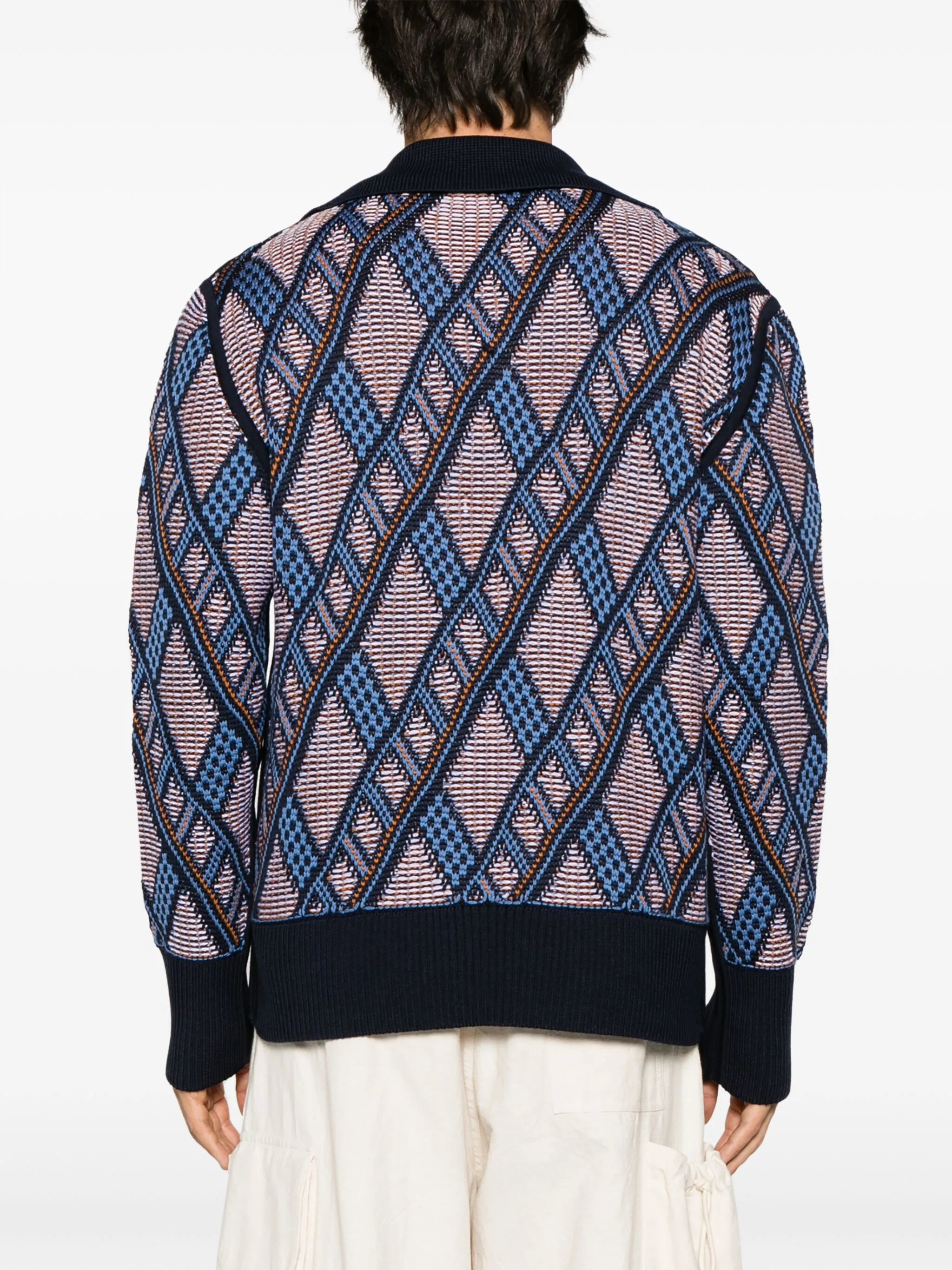 reversible patterned-jacquard jumper