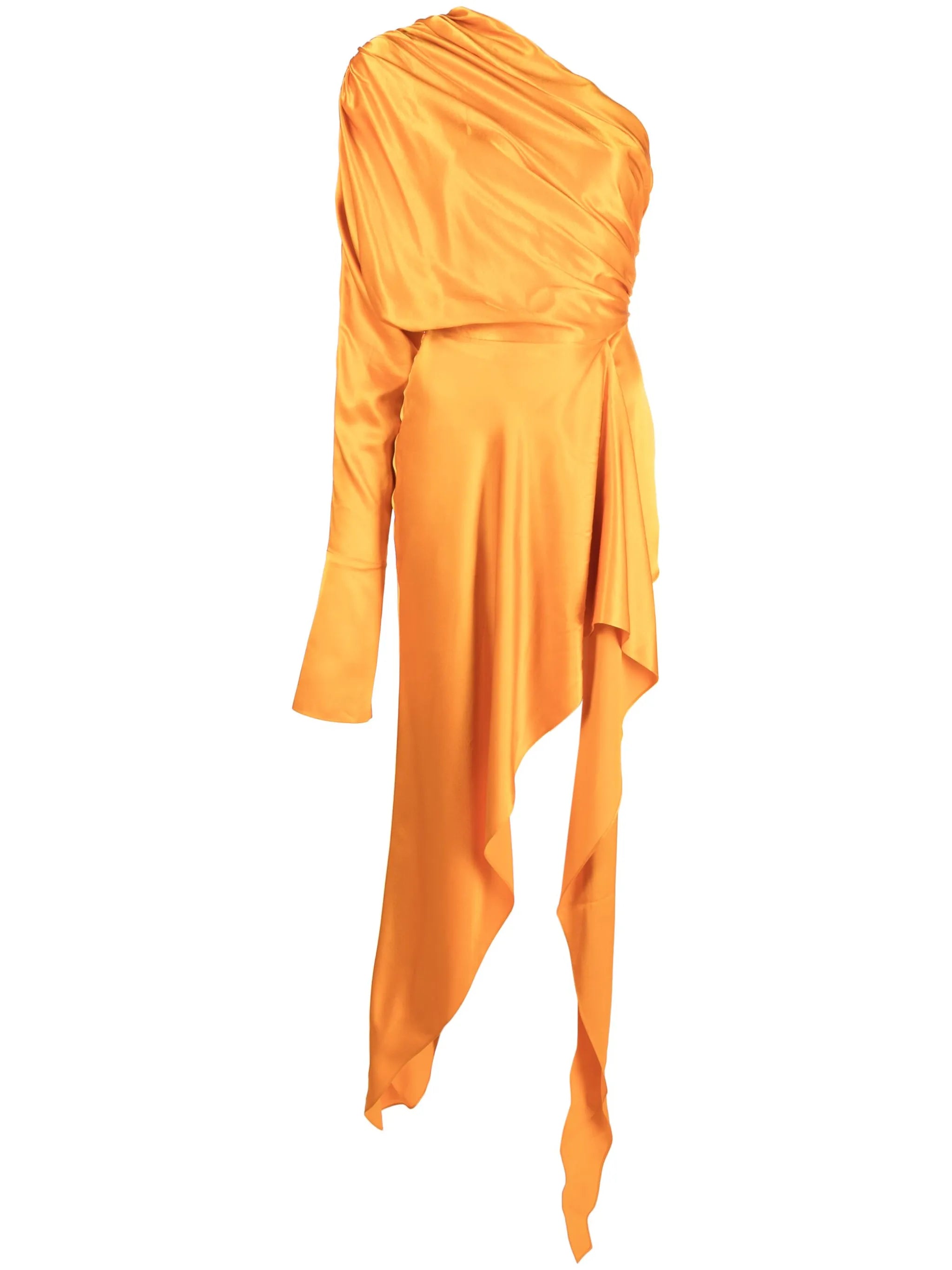 one-shoulder asymmetric wrap dress