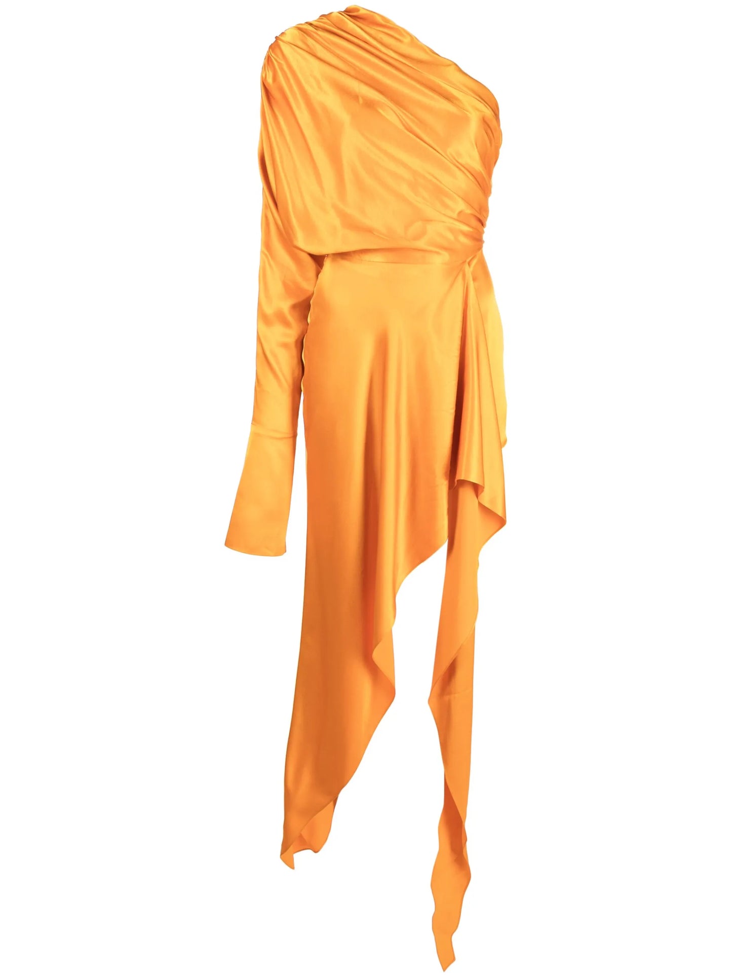 one-shoulder asymmetric wrap dress