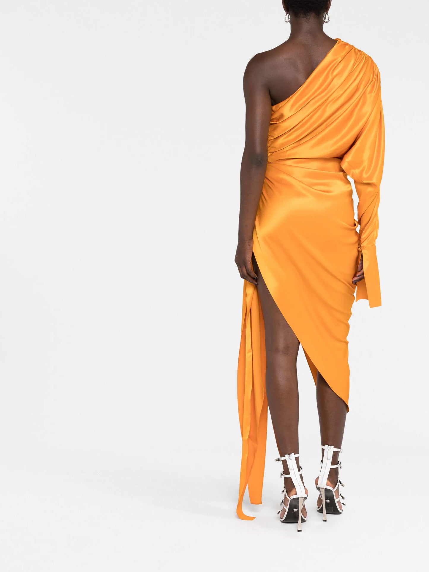 one-shoulder asymmetric wrap dress