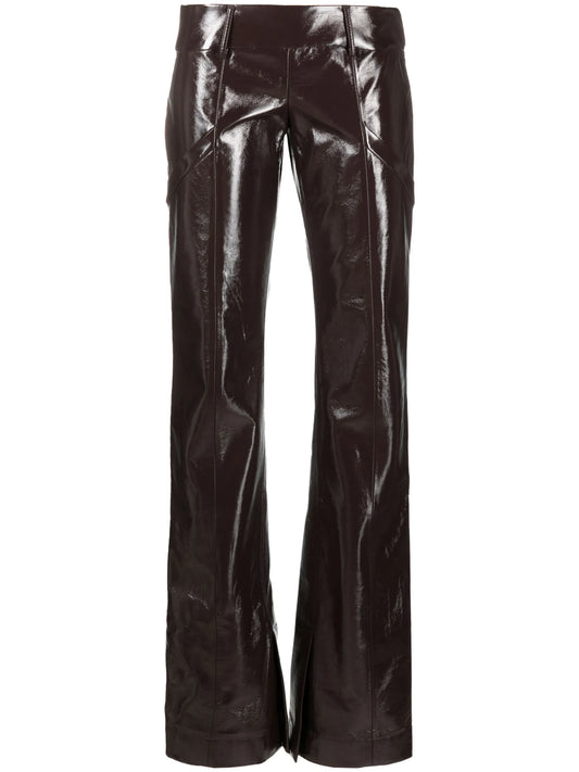 crinkle-effect split-cuff trousers