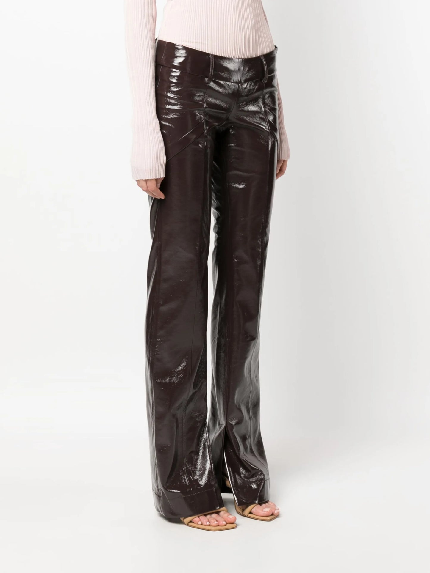 crinkle-effect split-cuff trousers