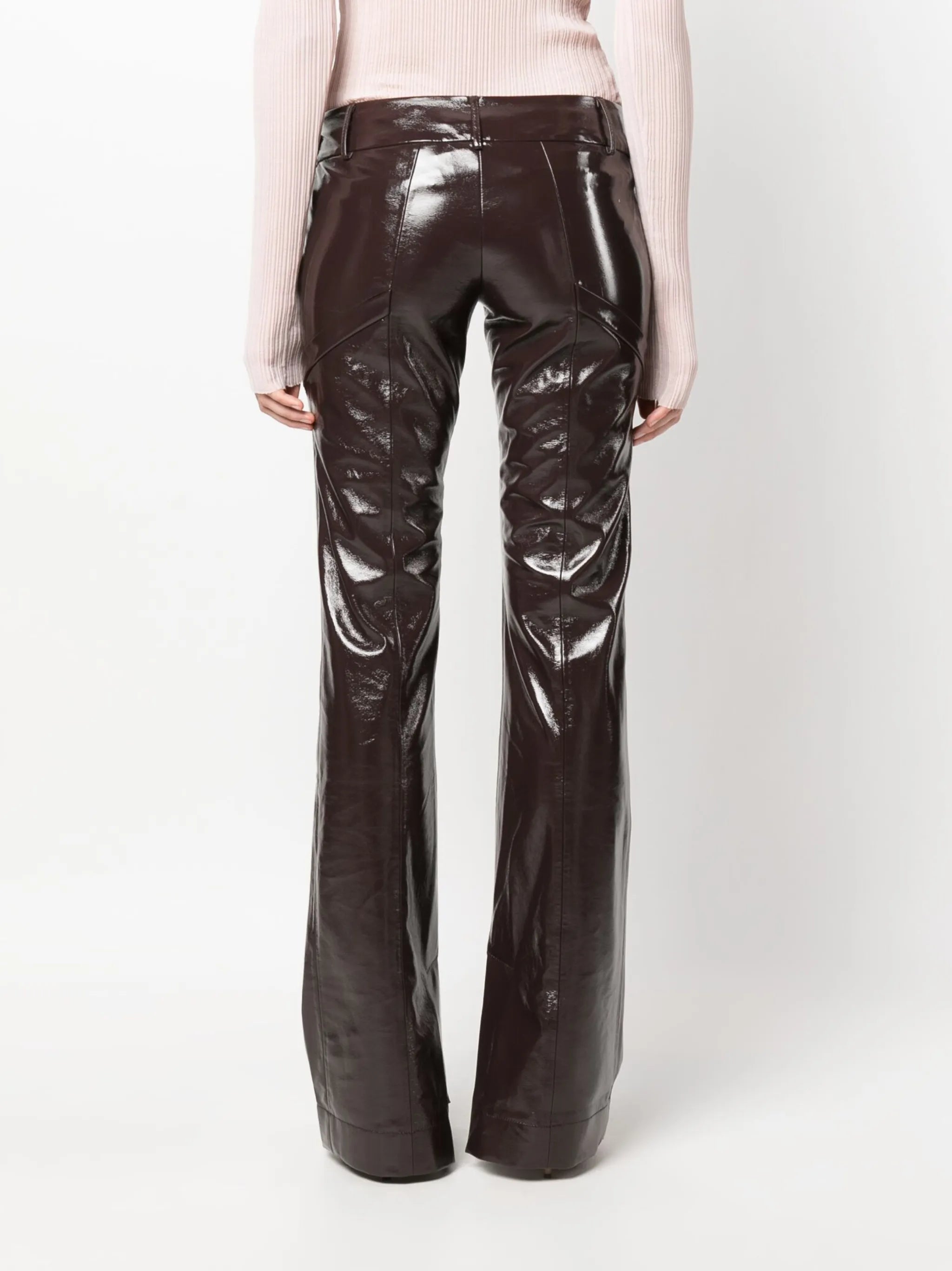crinkle-effect split-cuff trousers