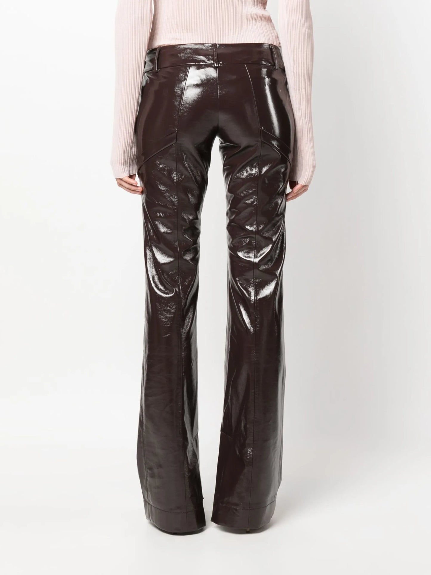 crinkle-effect split-cuff trousers