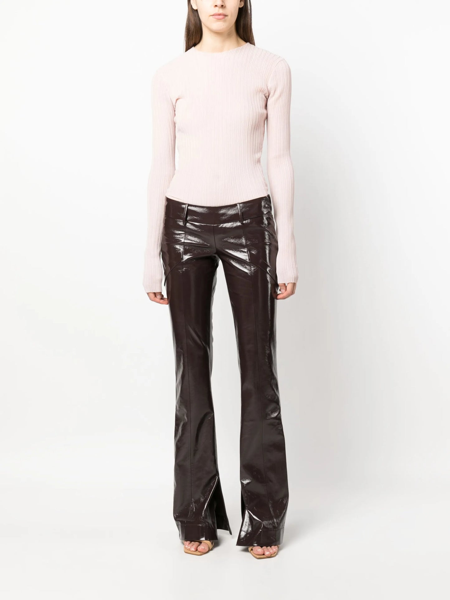 crinkle-effect split-cuff trousers