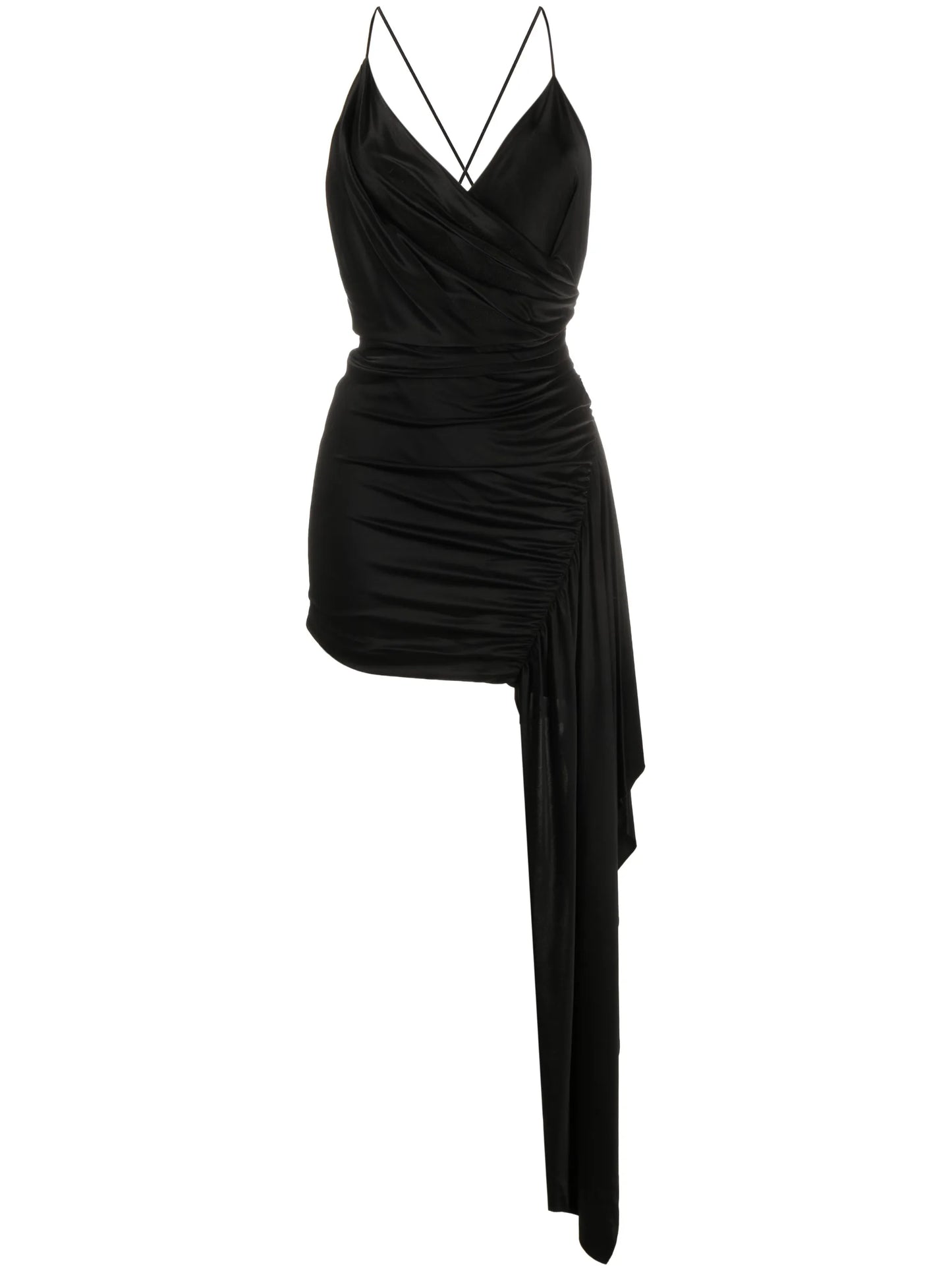 asymmetric-draped minidress