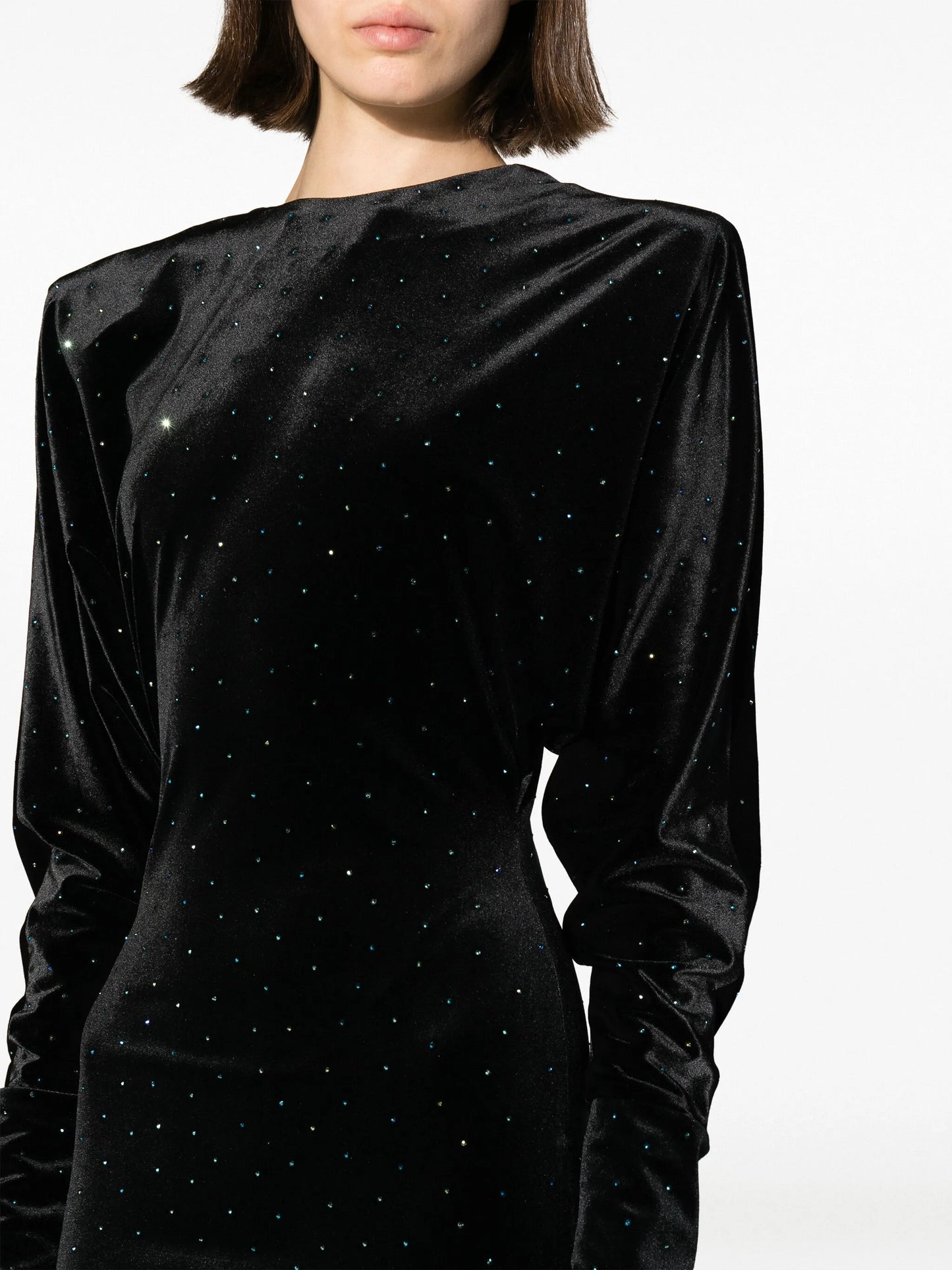 stud-detailed velvet dress