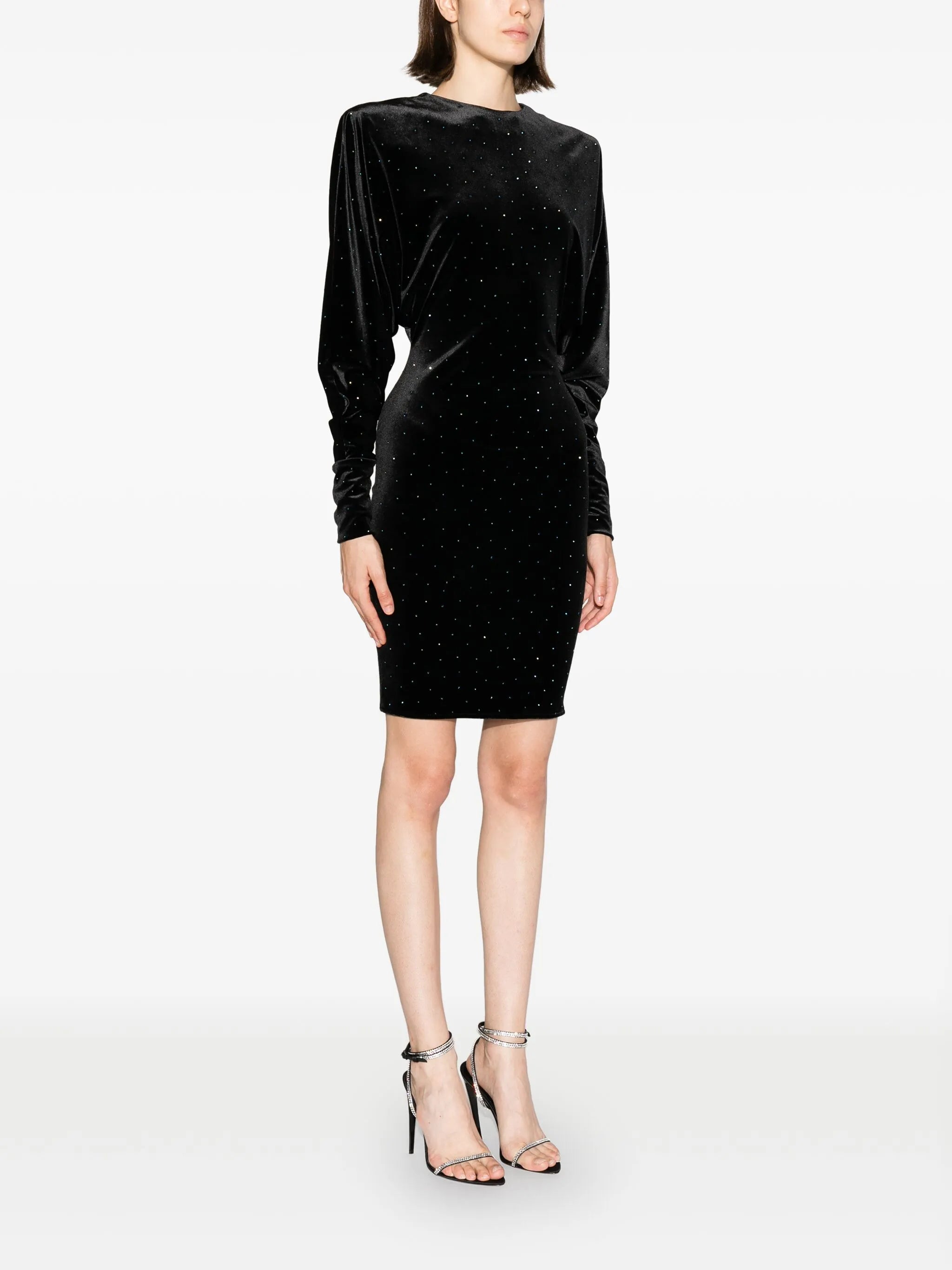 stud-detailed velvet dress