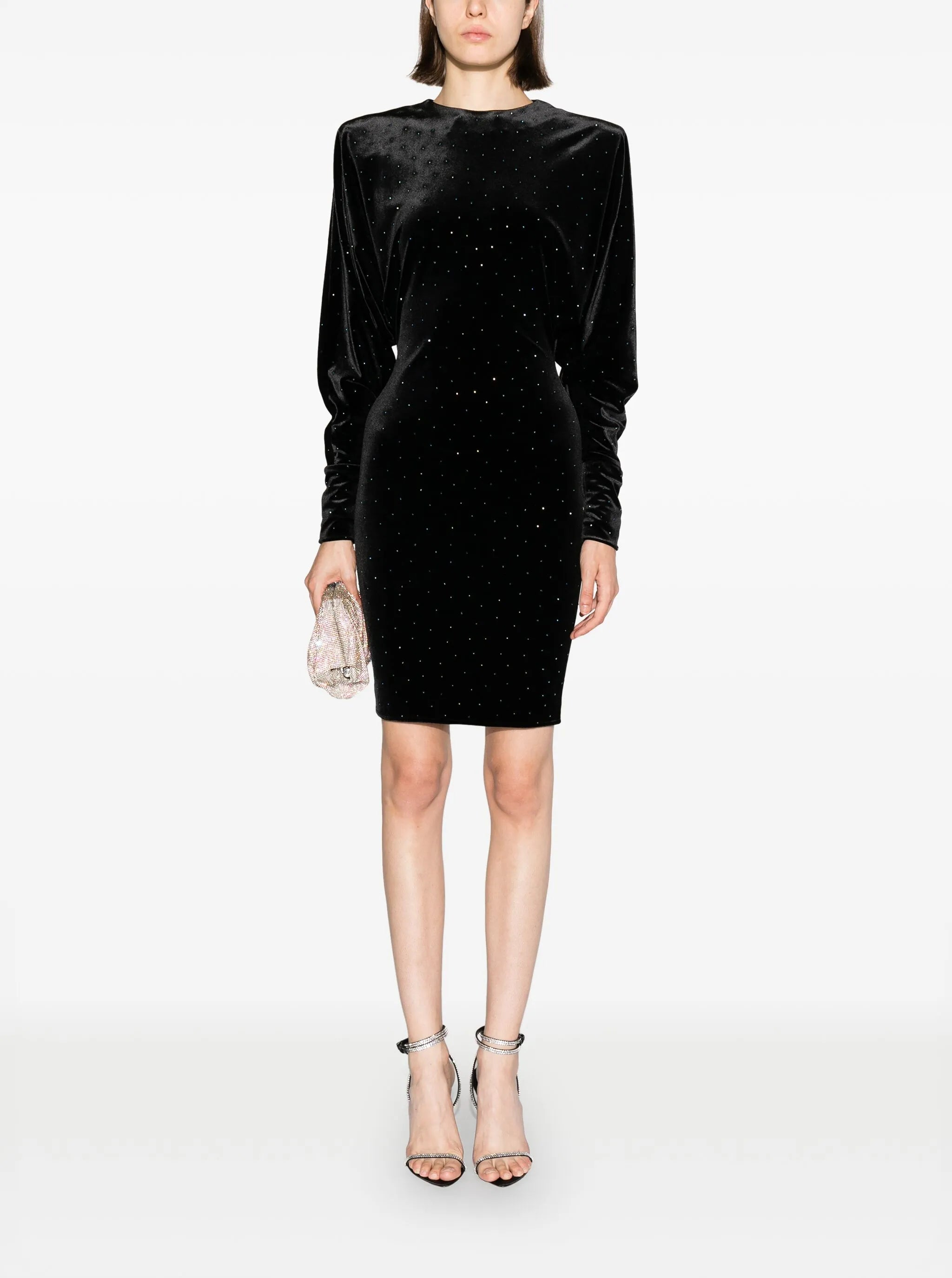 stud-detailed velvet dress