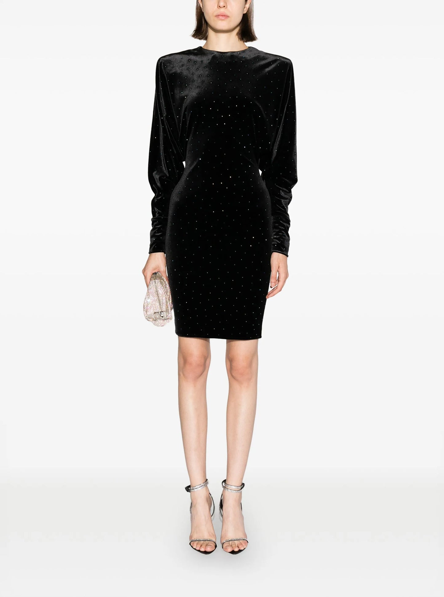 stud-detailed velvet dress