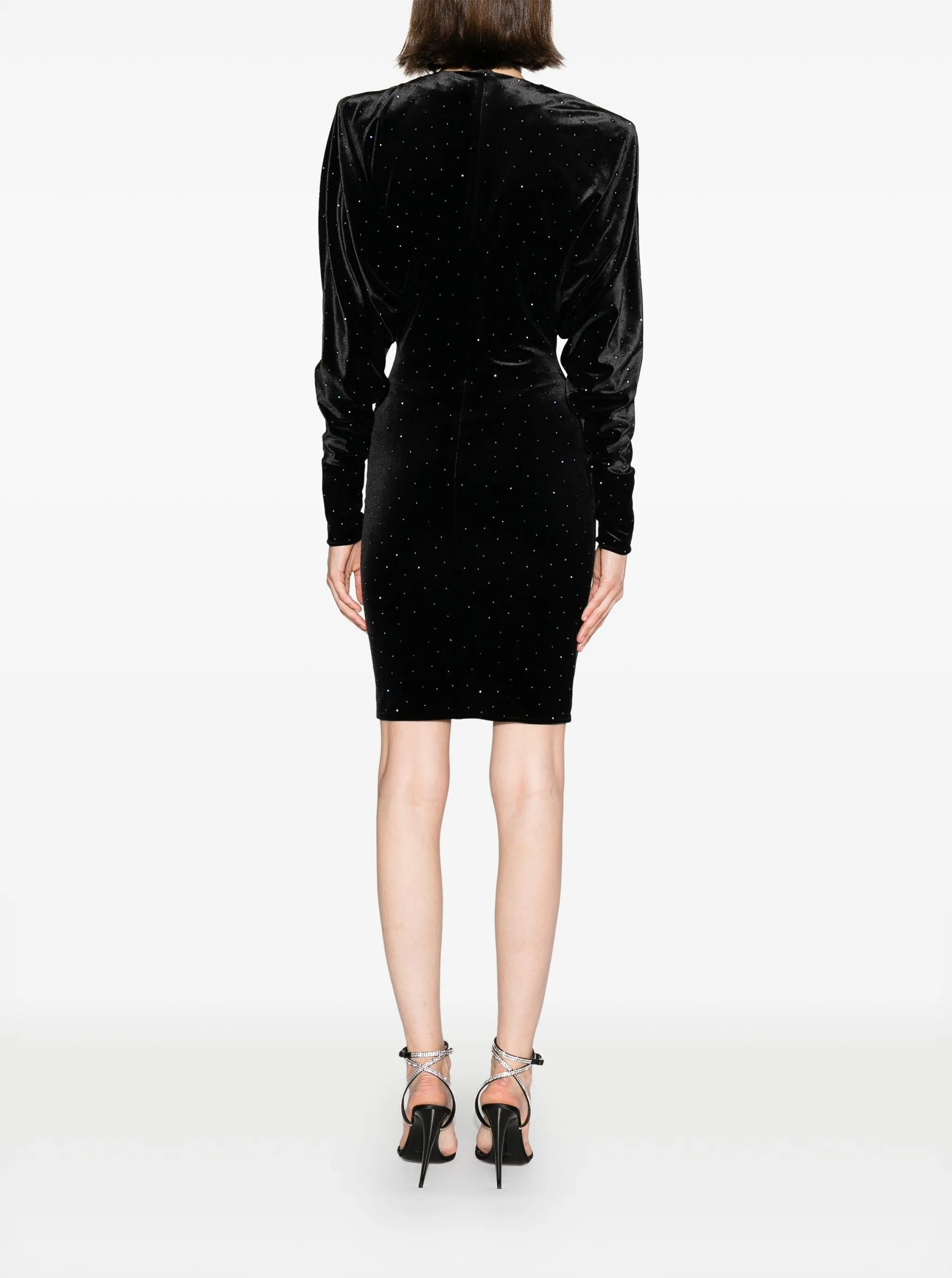 stud-detailed velvet dress