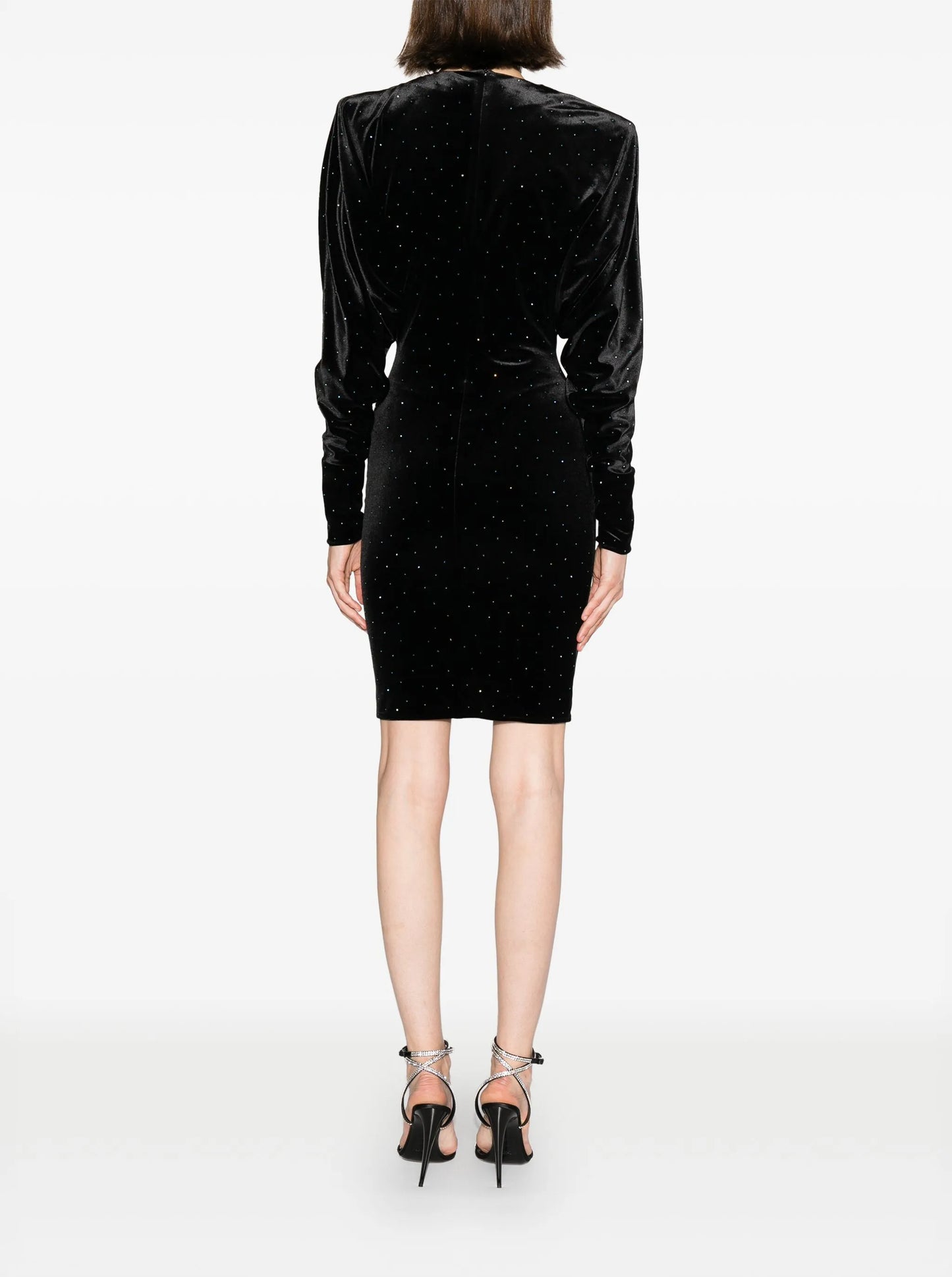 stud-detailed velvet dress