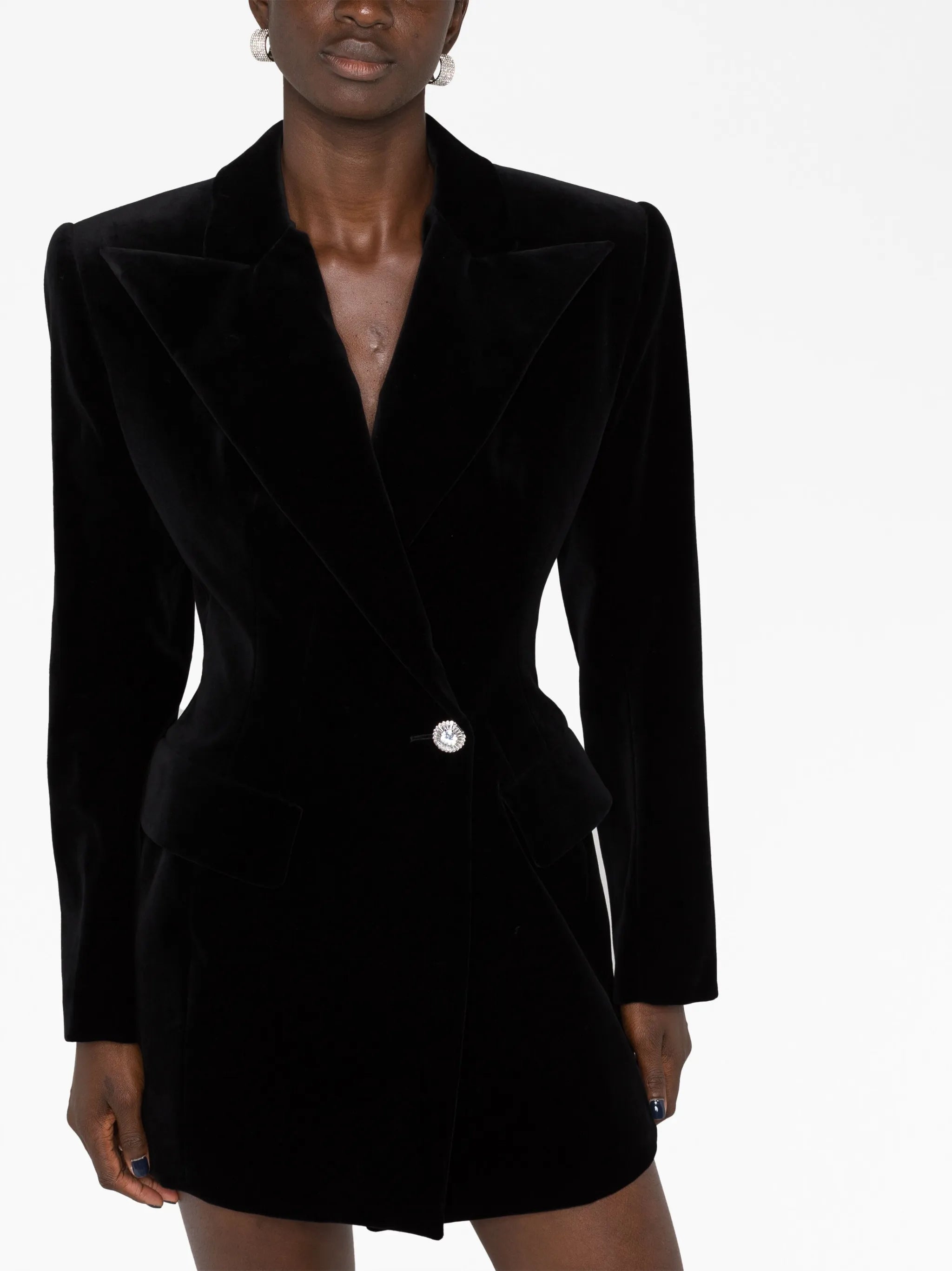 crystal-embellished velvet blazer