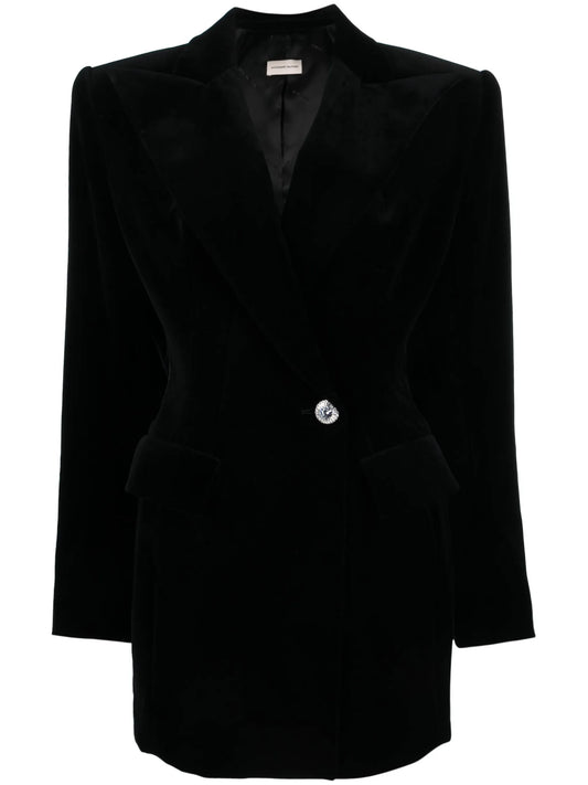 crystal-embellished velvet blazer