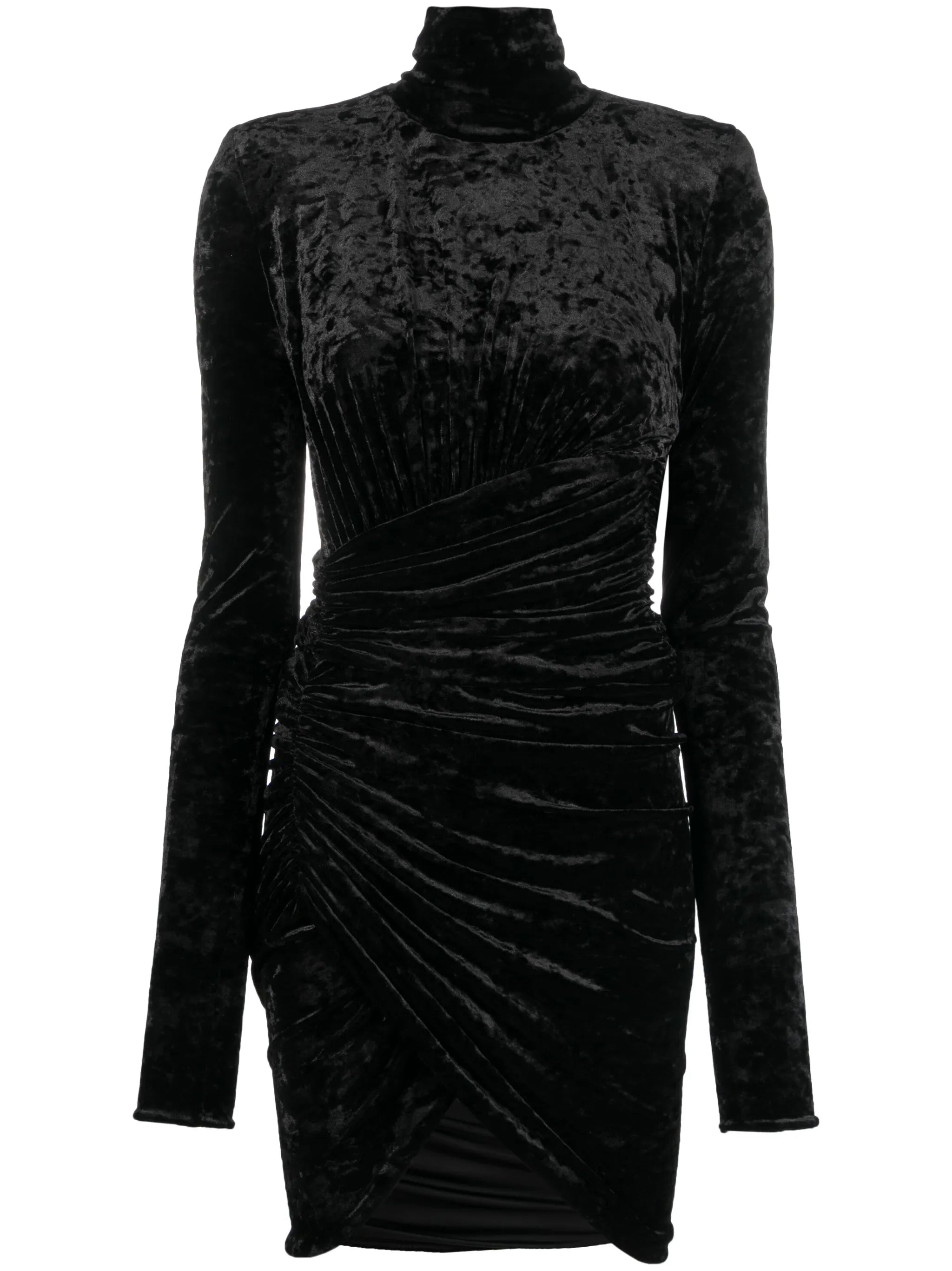 long-sleeve asymmetric velvet dress