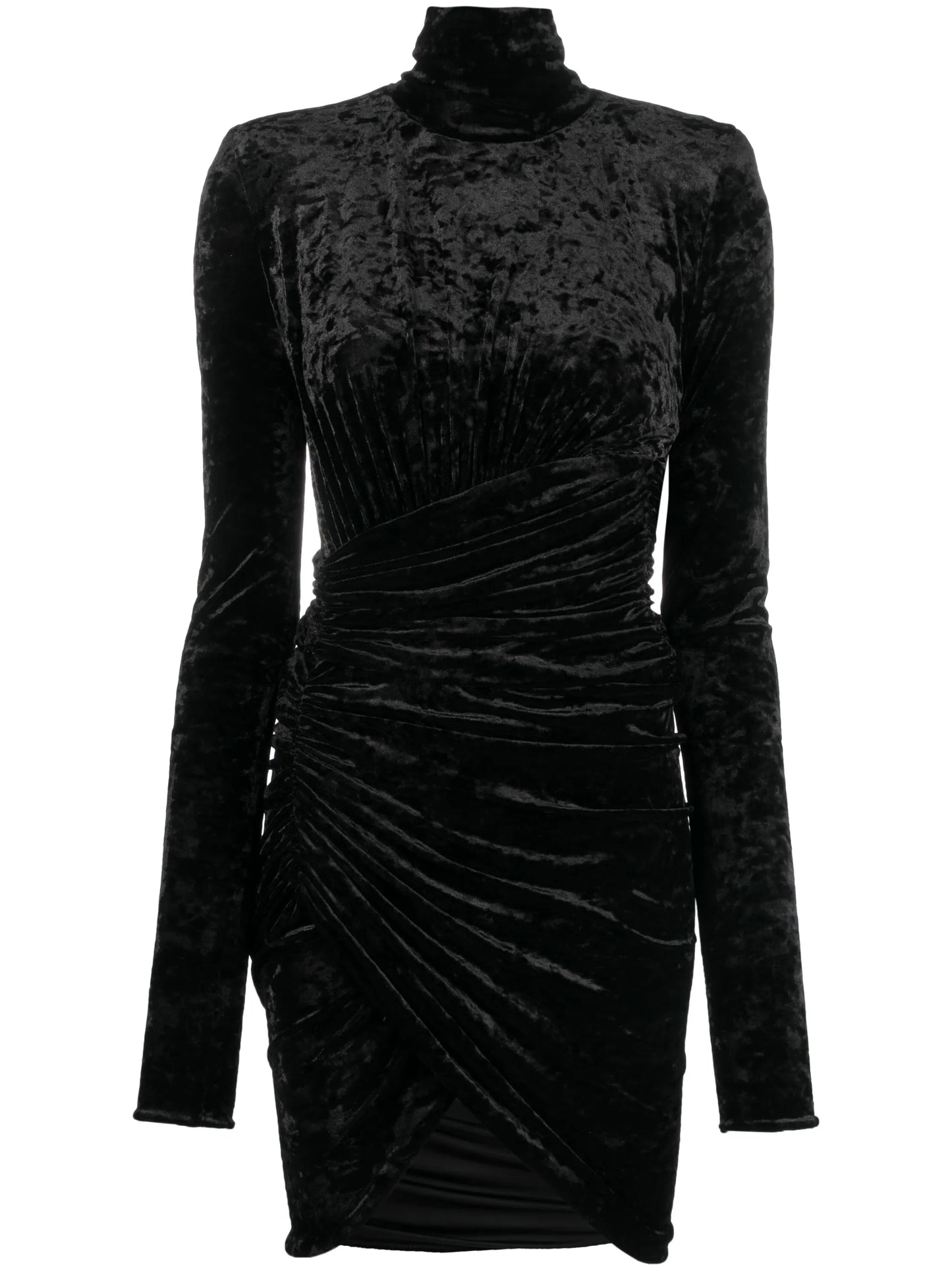long-sleeve asymmetric velvet dress