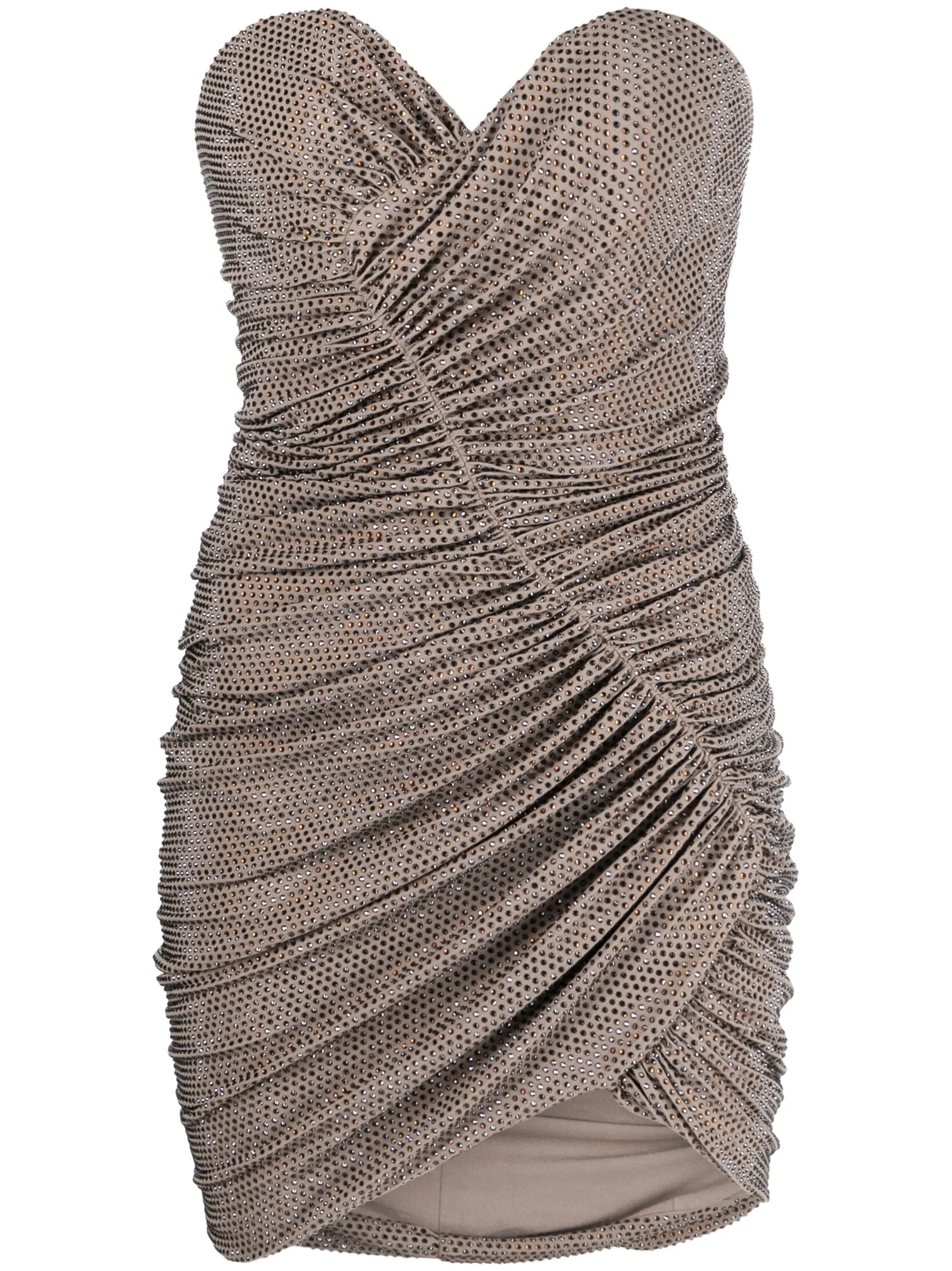 strass-embellished strapless minidress