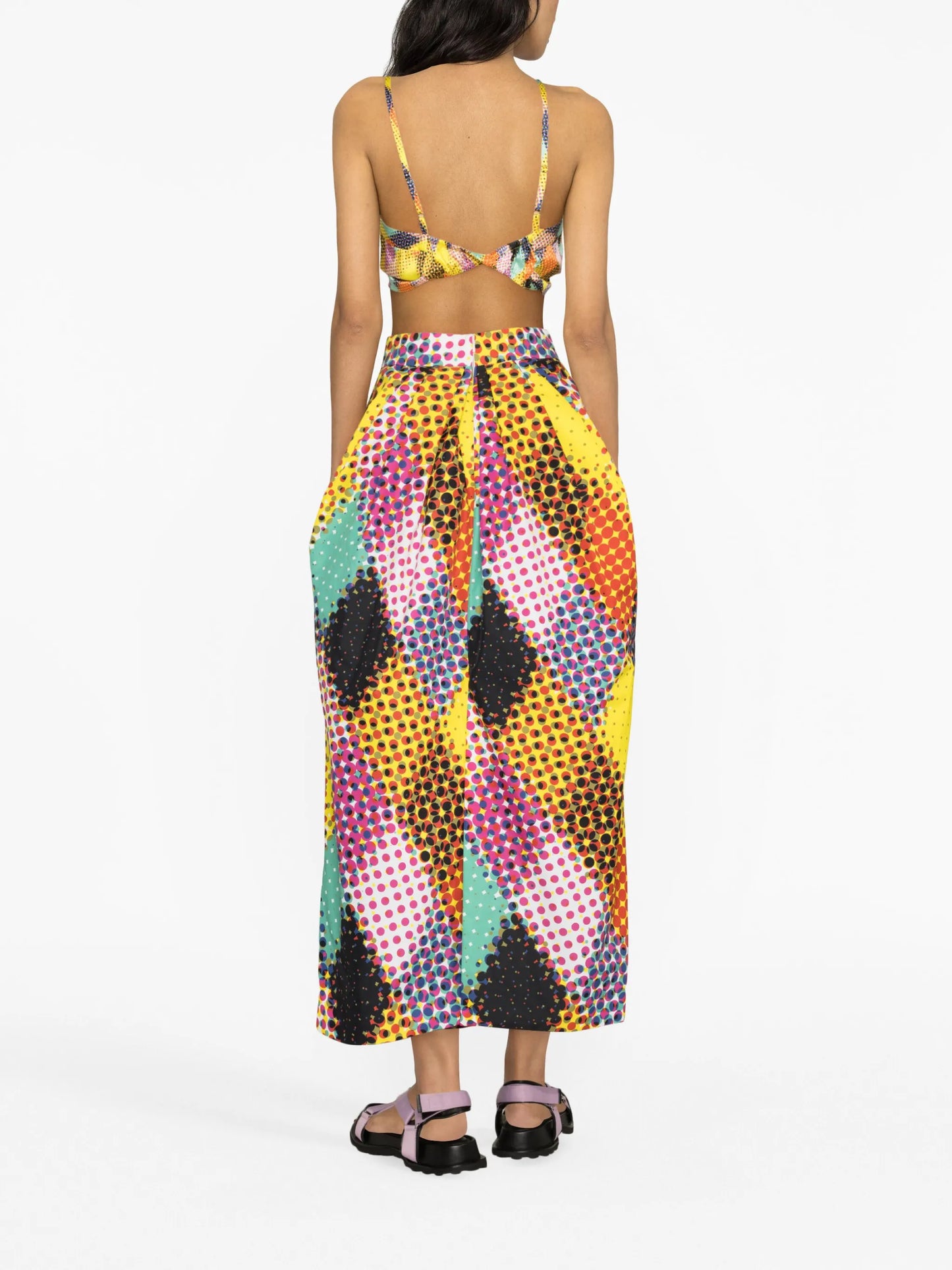 graphic-print tie-fastening top