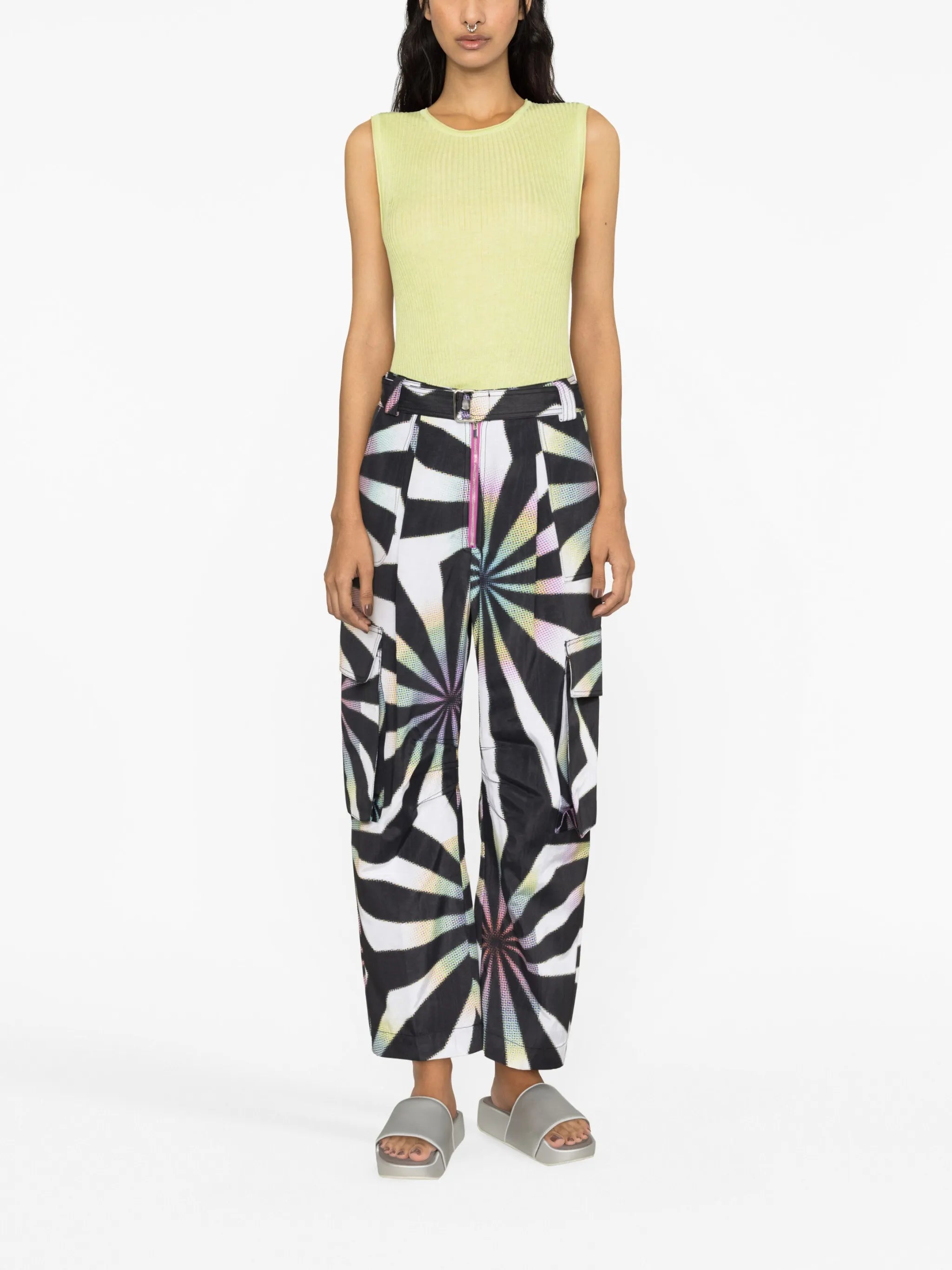 graphic-print straight-leg trousers