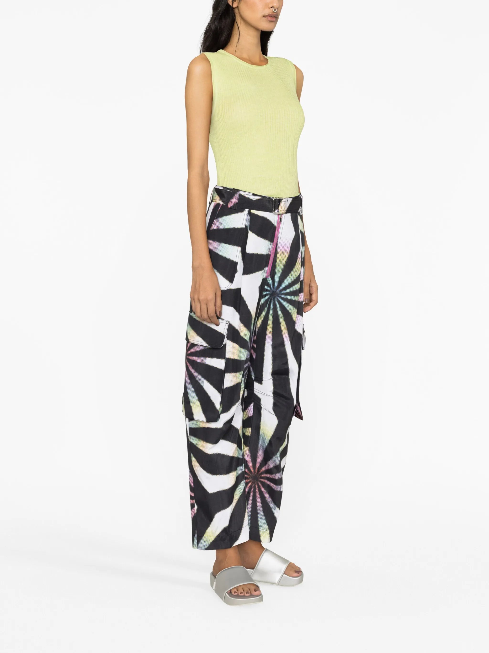 graphic-print straight-leg trousers