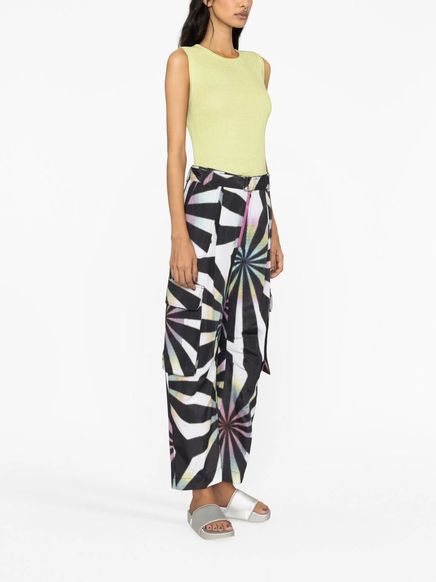 graphic-print straight-leg trousers