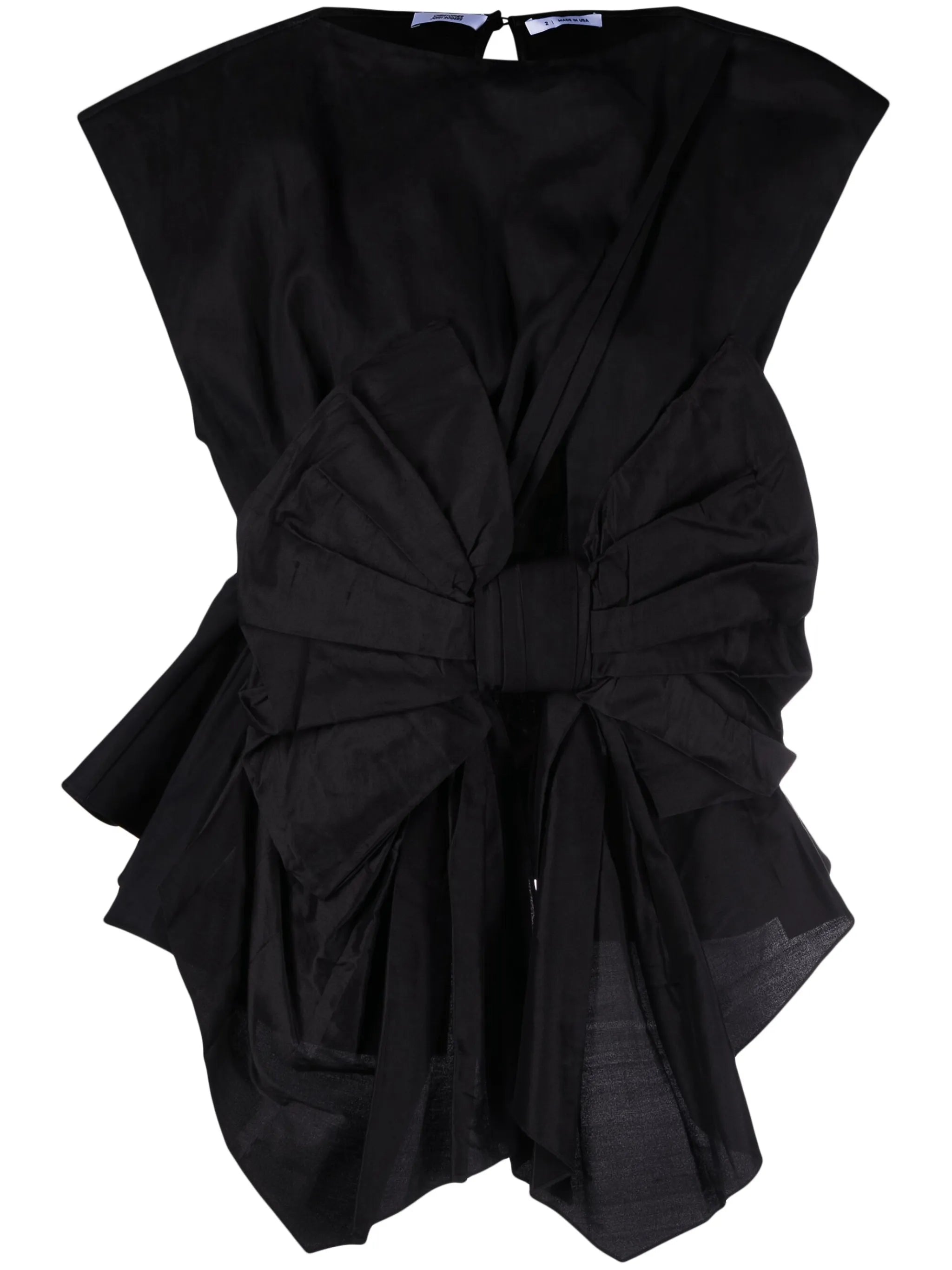 Crushed Bow cut-out cotton-silk blouse